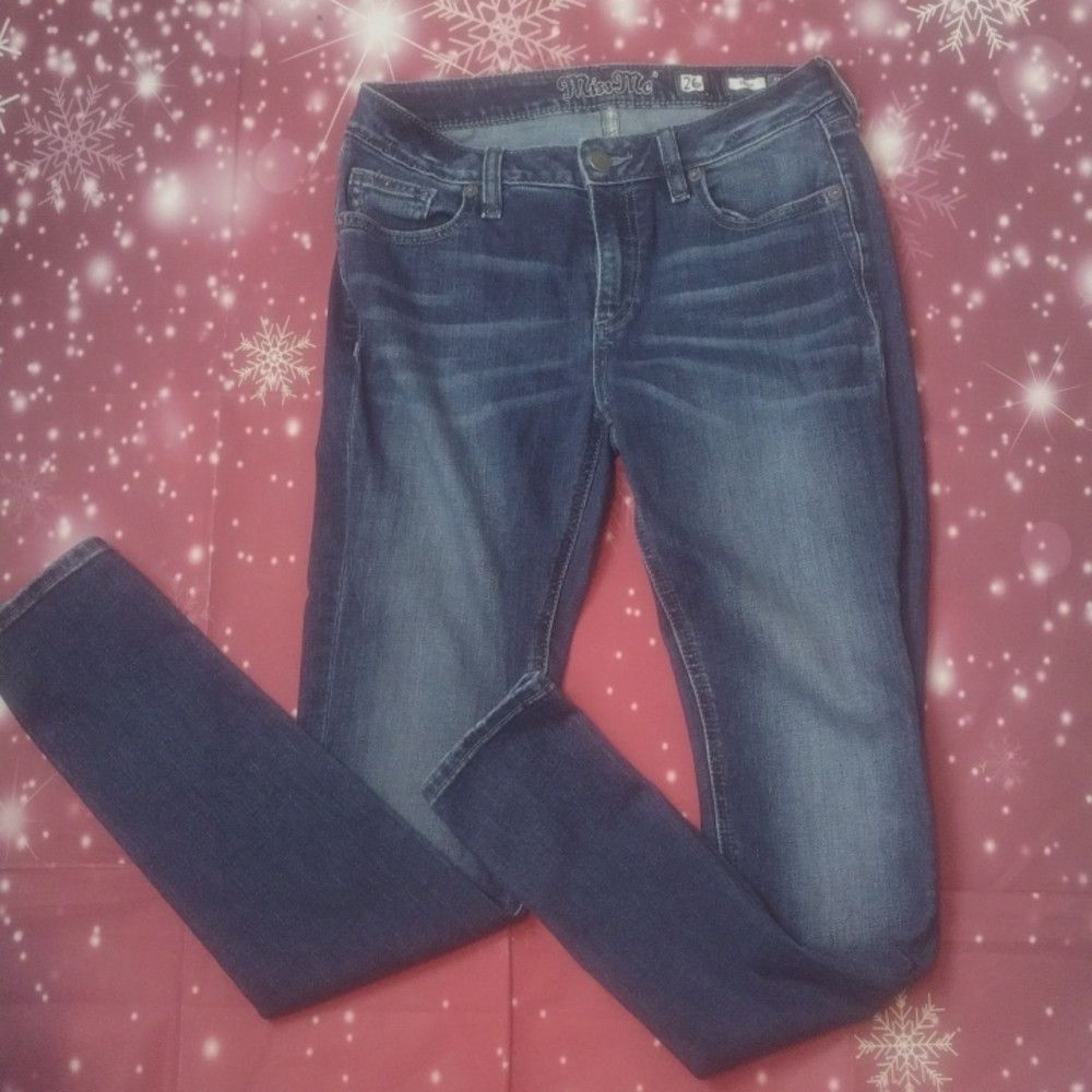 Miss Me Miss me skinny bedazzled back pocket jeans size 26 Size 26" / US 2 / IT 38 - 1 Thumbnail