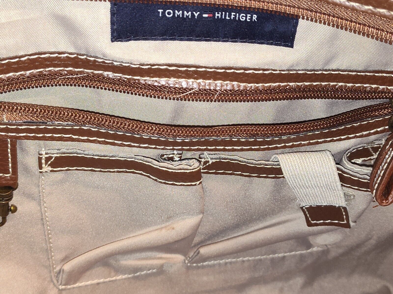 Tommy Hilfiger Tommy Hilfiger Bag Leather Trim Double Handle Tote Handbag Size ONE SIZE - 5 Thumbnail