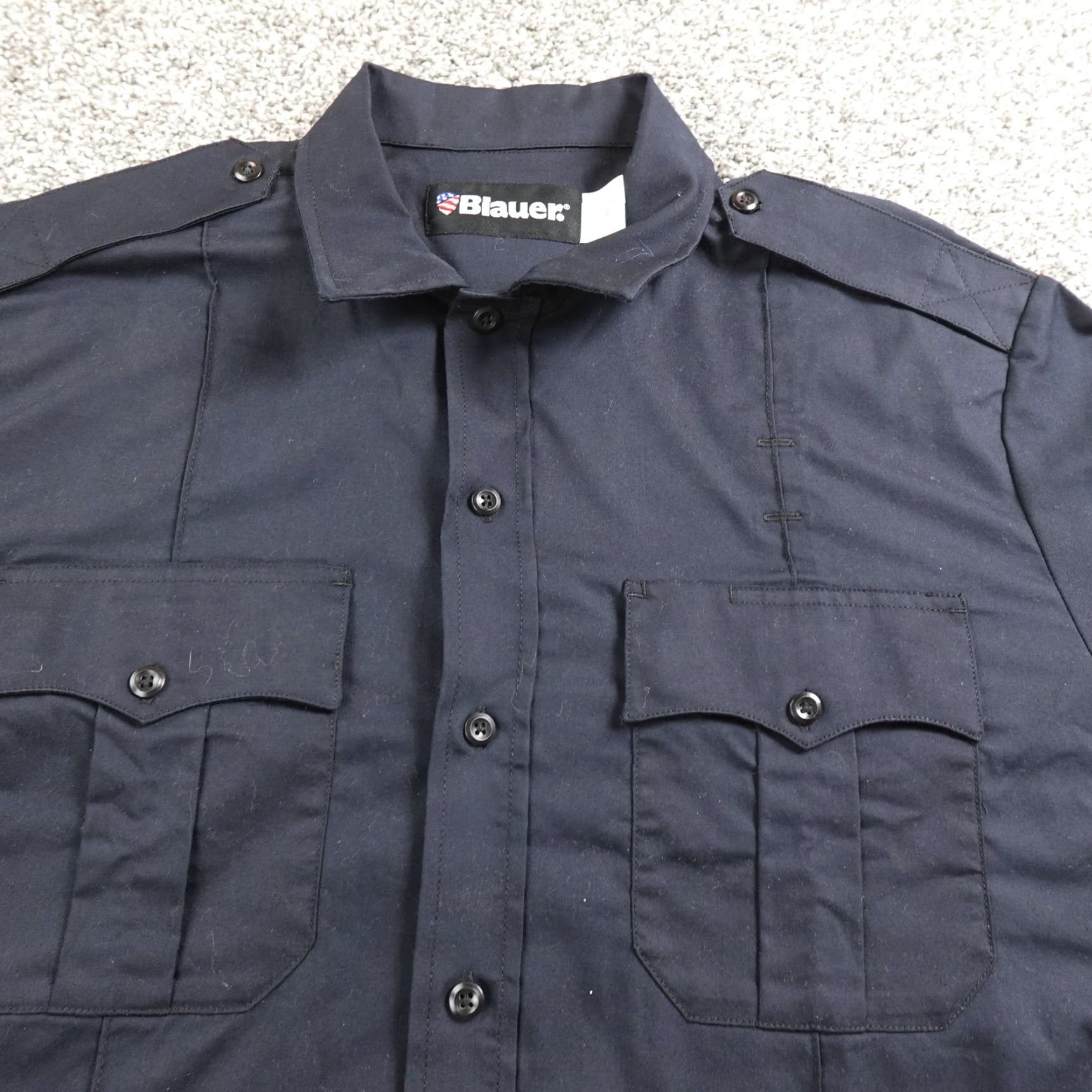 Vintage Blauer Shirt Mens L Dark Navy Blue Short Sleeve Police Uniform Button Up Work Size US L / EU 52-54 / 3 - 3 Thumbnail