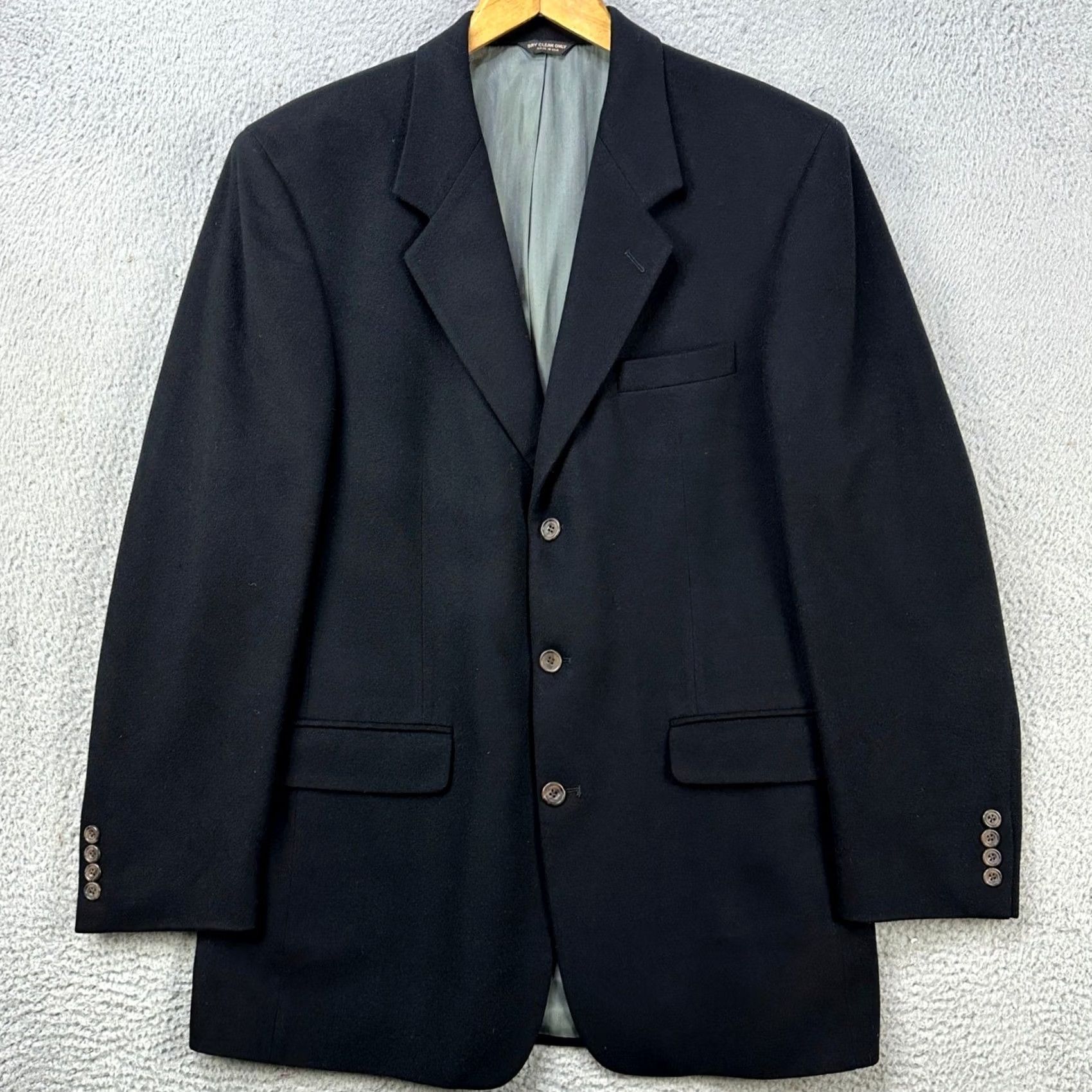 Bill Blass Bill Blass Black Label 100% Cashmere Sport Coat Blazer Mens 42L Black 3 Button Size 42R - 3 Thumbnail