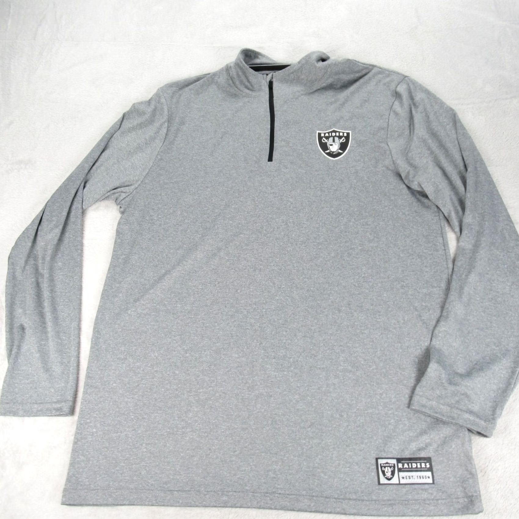 NFL Las Vegas Raiders Shirt Mens L NFL Gray Long Sleeve Quarter Zip Pullover Size US L / EU 52-54 / 3 - 2 Thumbnail