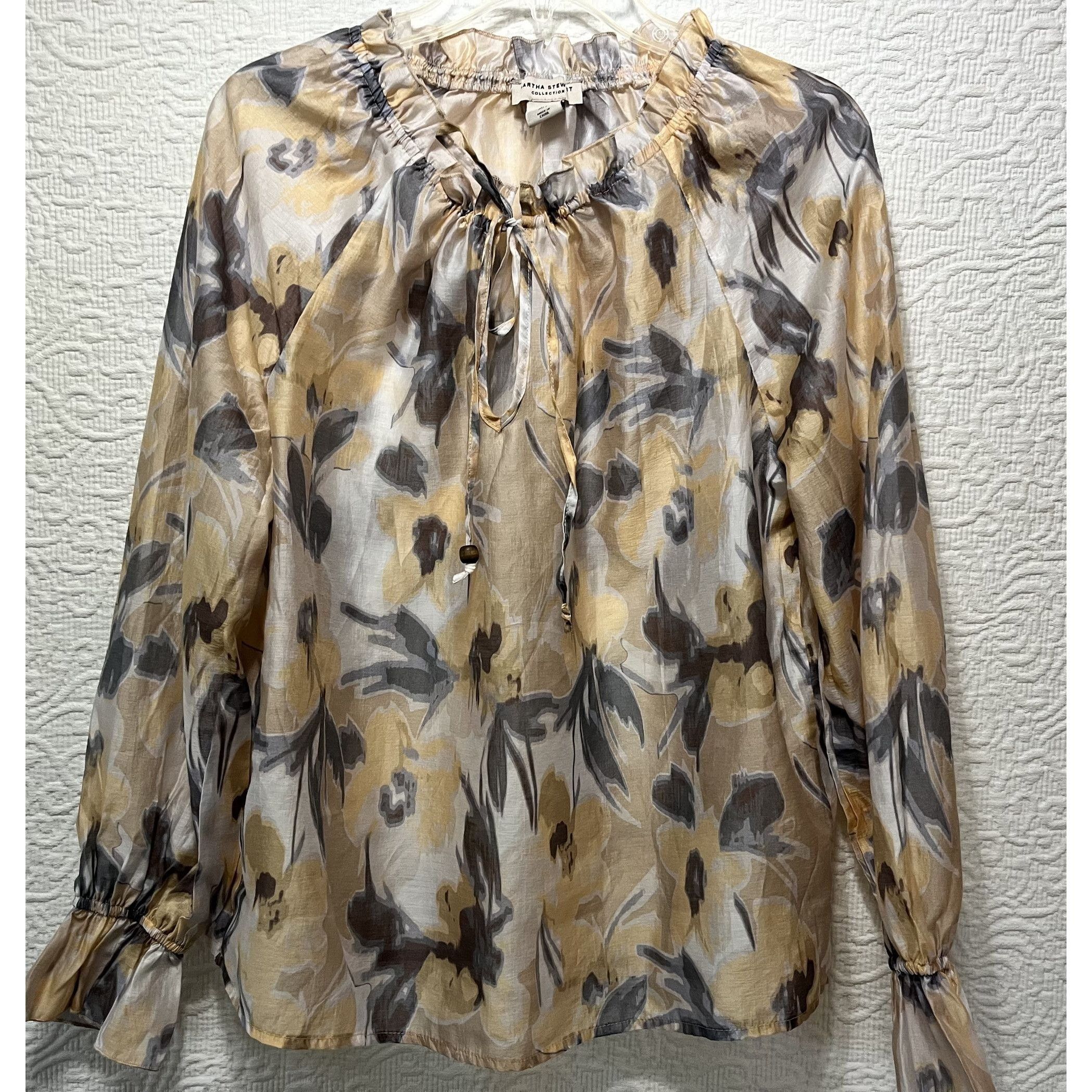 Other Martha Stewart Abstract Floral Sheer Blouse Top Womens Size Size S / US 4 / IT 40 - 1 Thumbnail