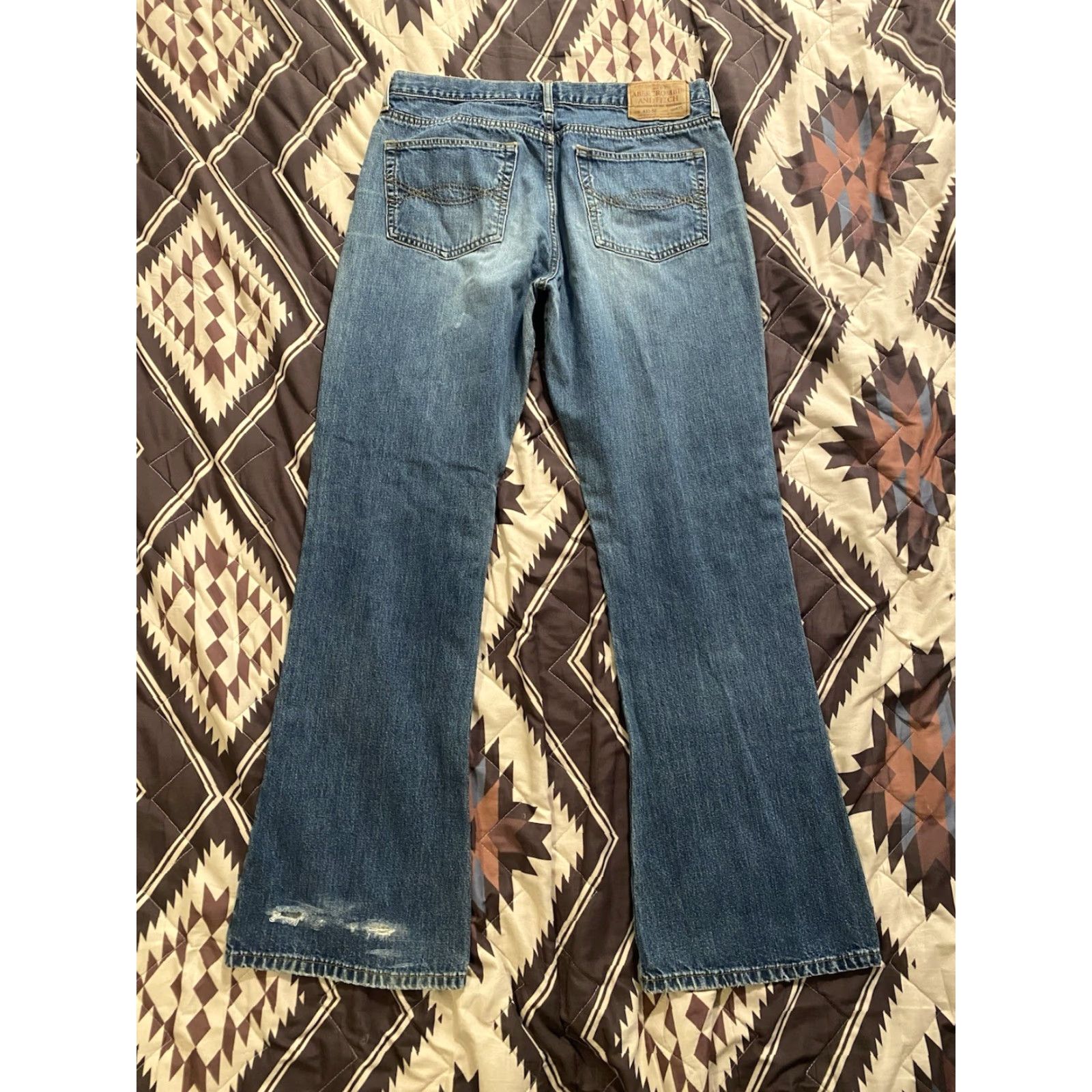 Abercrombie & Fitch VINTAGE Abercrombie & Fitch Women’s Button Fly Flare Leg Jeans Size 12R 31x32 Blue Denim Cotton Stretch Size 34" / US 12 / IT 48 - 2 Thumbnail