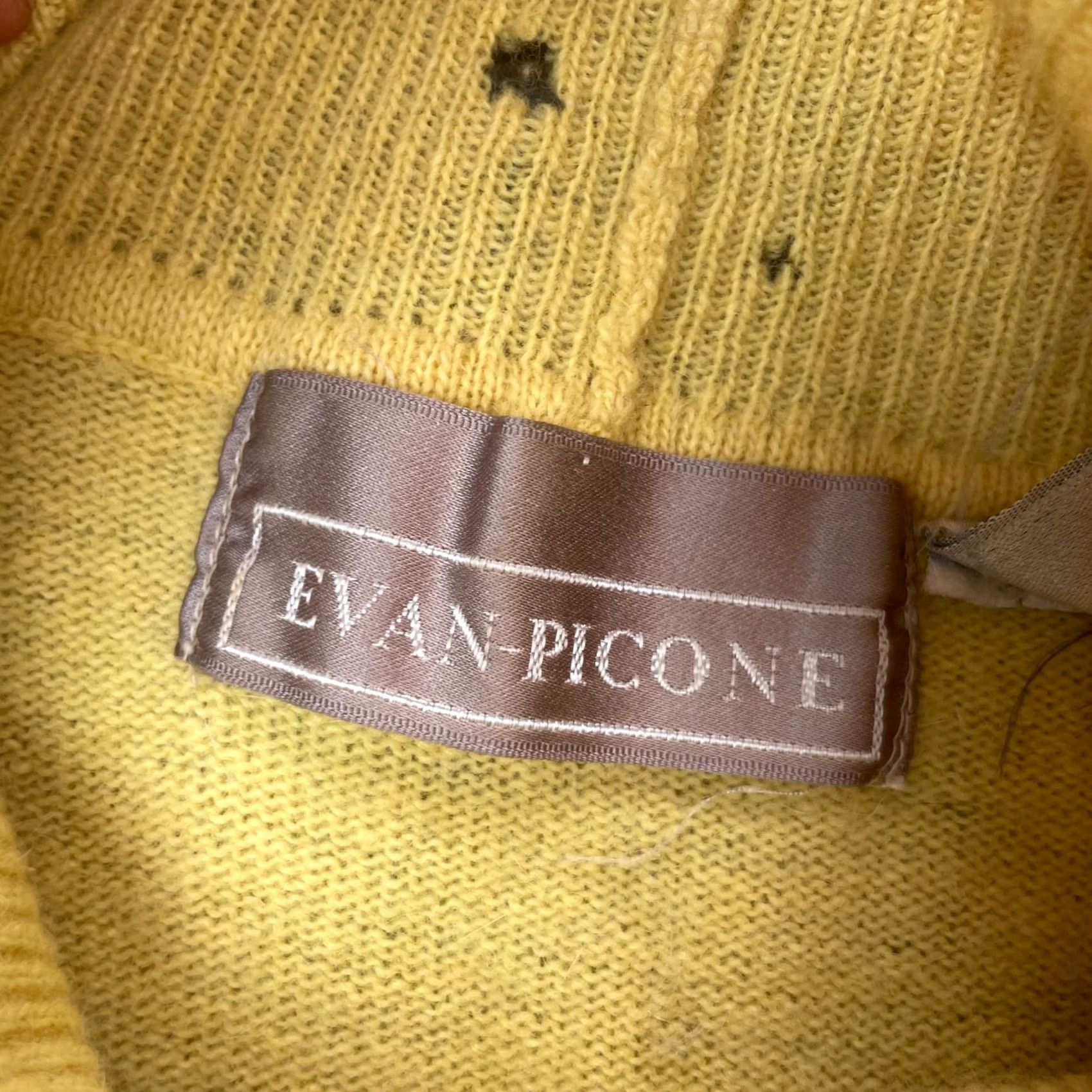Evan Picone VINTAGE Evan Picone Sweater Womens Small Yellow Cashmere Tight Knit Turtleneck Size S / US 4 / IT 40 - 6 Thumbnail
