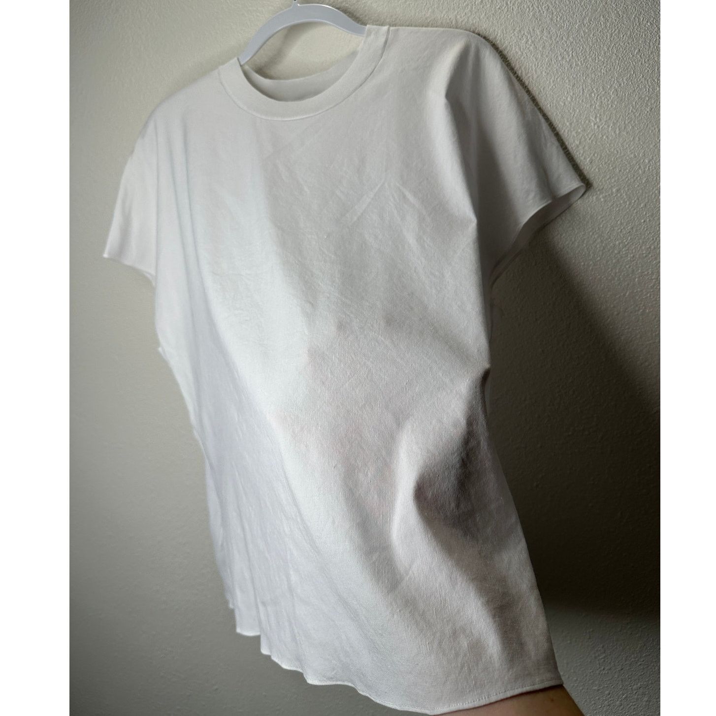 Vince Vince White Linen Round Neck Cap Sleeve Side Slit Tee Top L Size L / US 10 / IT 46 - 4 Thumbnail