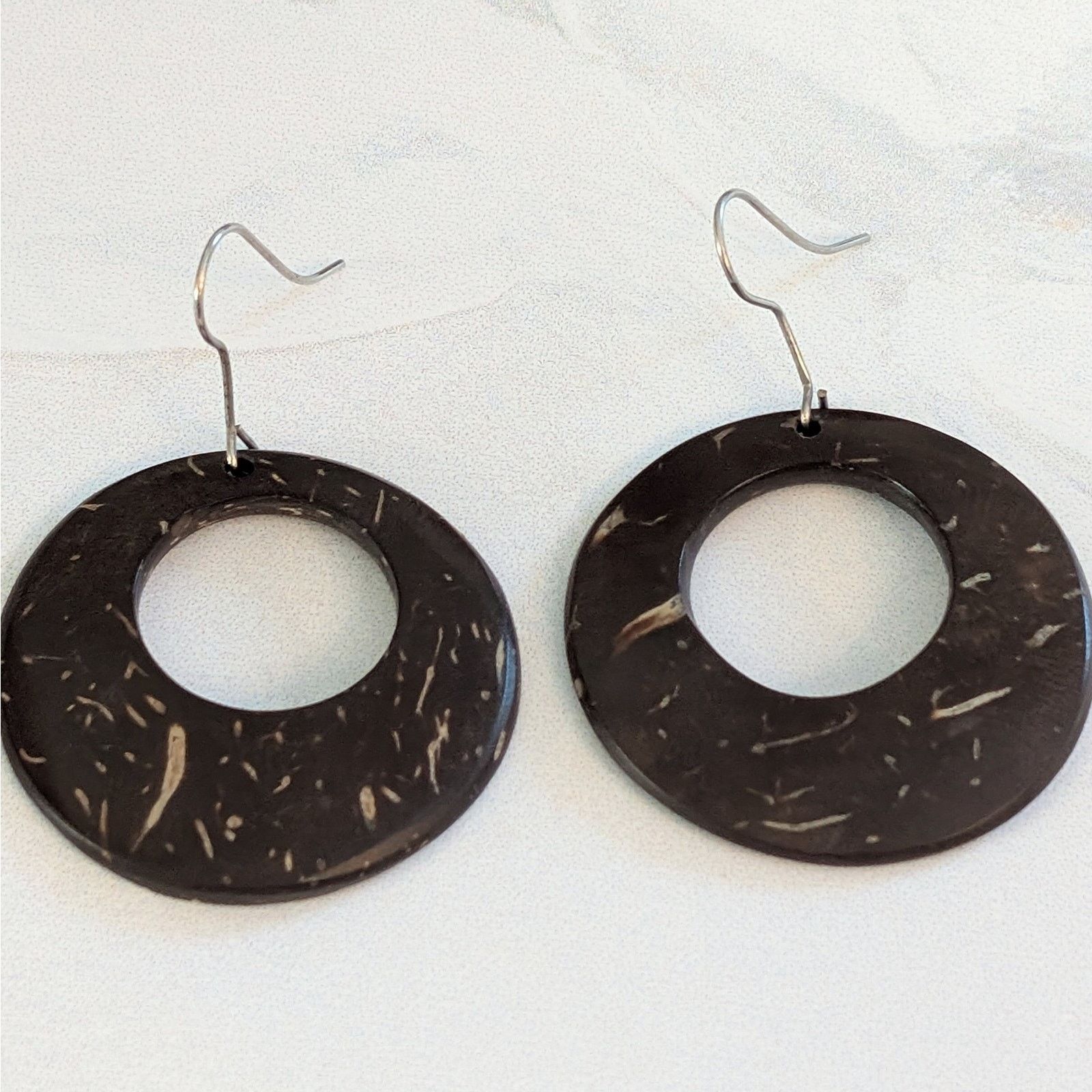 Other VTG Boho 1980s Earth-Tones Wood Open Disc Dangle Earrings Size ONE SIZE - 4 Thumbnail