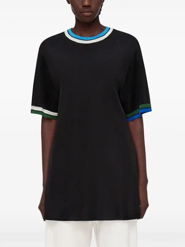 Salvatore Ferragamo o1s1rm0126 Contrasting Trim Knitted Top in Black Size M / US 6-8 / IT 42-44 - 3 Thumbnail