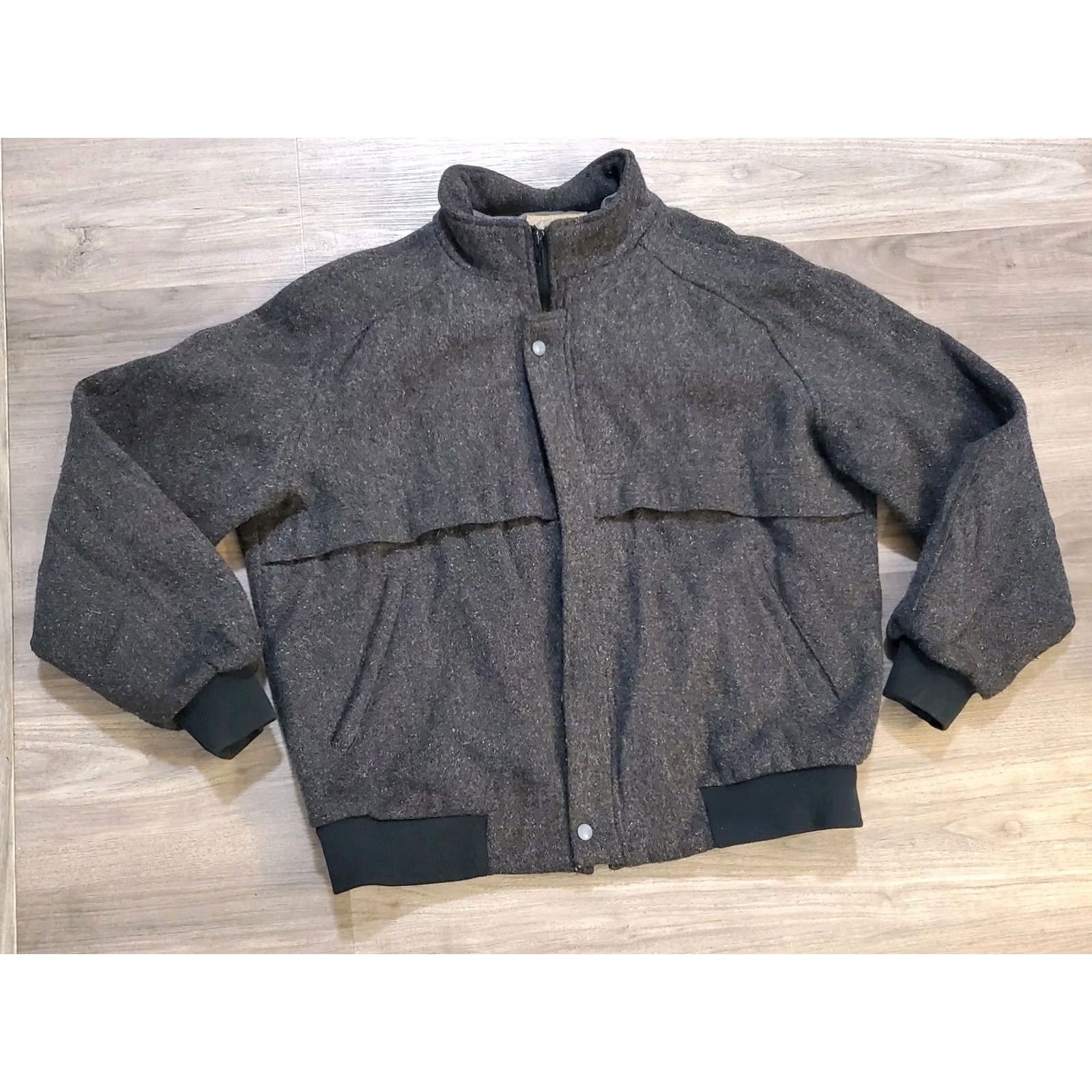 Vintage VINTAGE Seattle Blues Outerwear Wool Jacket Mens XL Gray Zip Up Bomber Jacket Short Solid 80s 90s Outdoor Workwear Casual Winter Size US XL / EU 56 / 4 - 2 Thumbnail