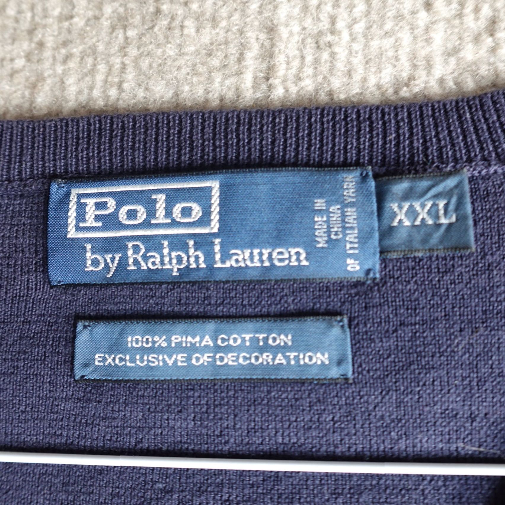 Polo Ralph Lauren Polo Ralph Lauren Sweater Vest 2XL Blue Solid V-Neck 100% Cotton Mens Vest Knit Sleeveless Polo Ralph Lauren Size US XXL / EU 58 / 5 - 2 Thumbnail