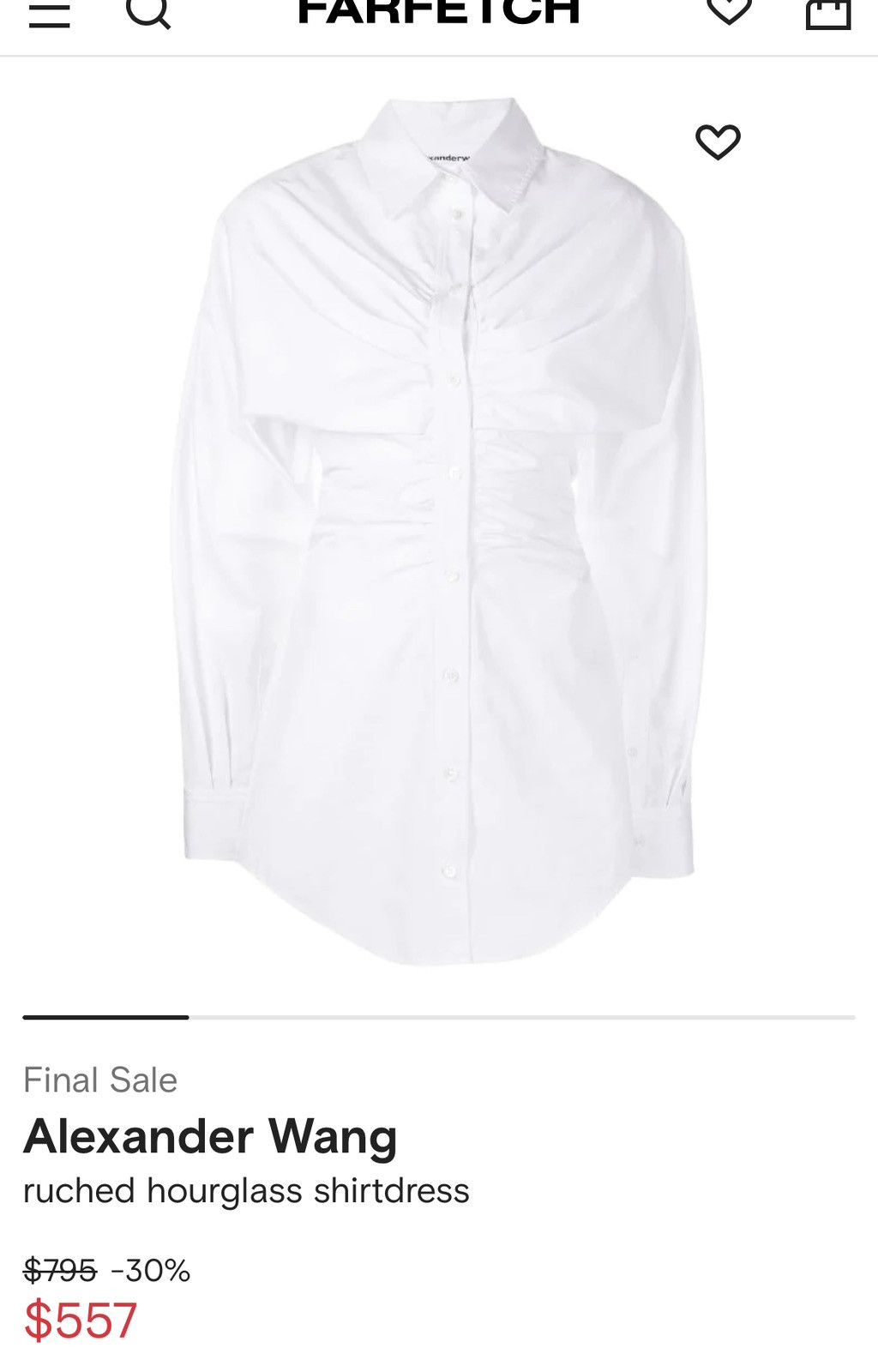 Alexander Wang ruched hourglass shirtdress - White