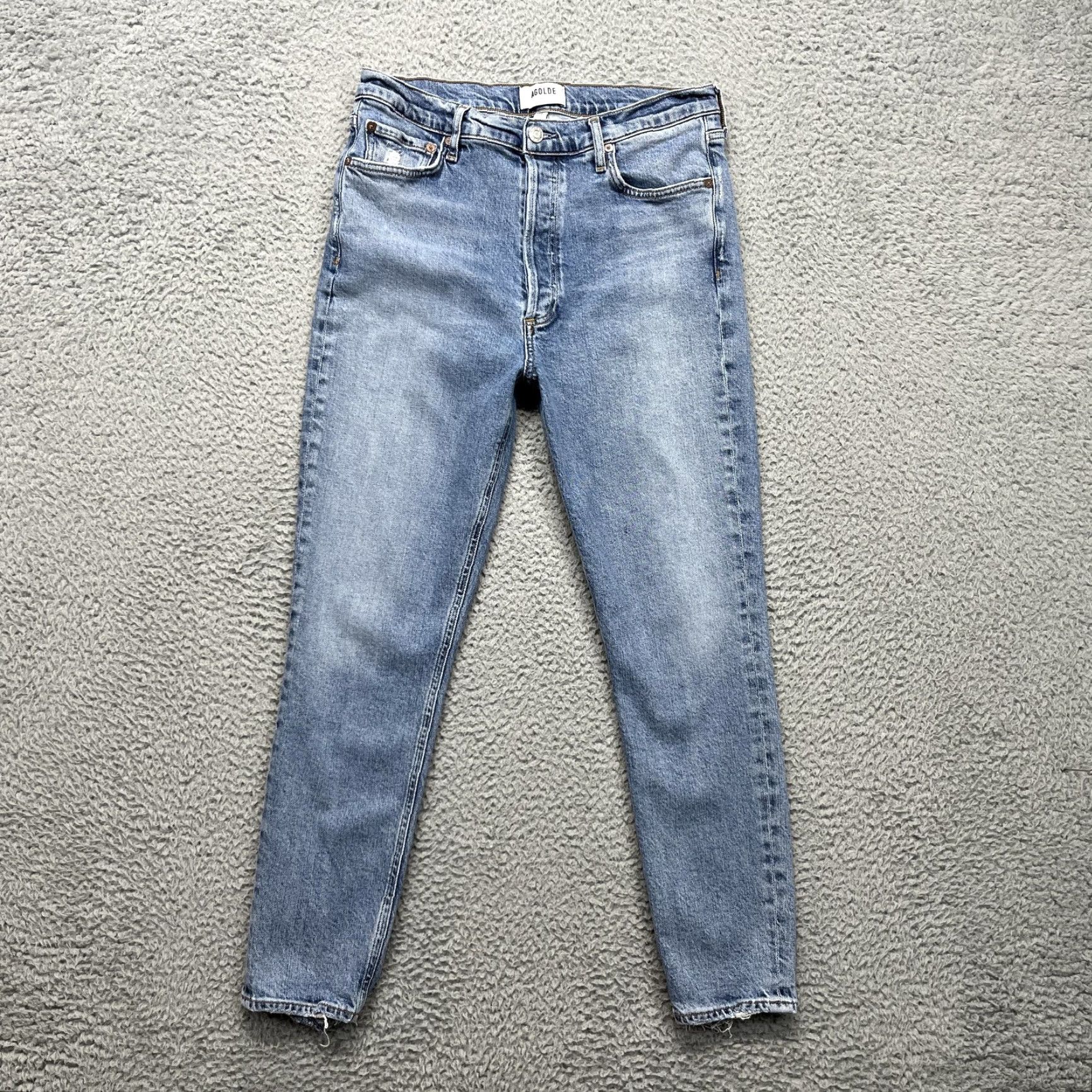 Agolde AGOLDE Nico Jeans Womens 29 Light Wash High Rise Slim Skinny Button Fly Denim Jeans Size 29" - 2 Thumbnail