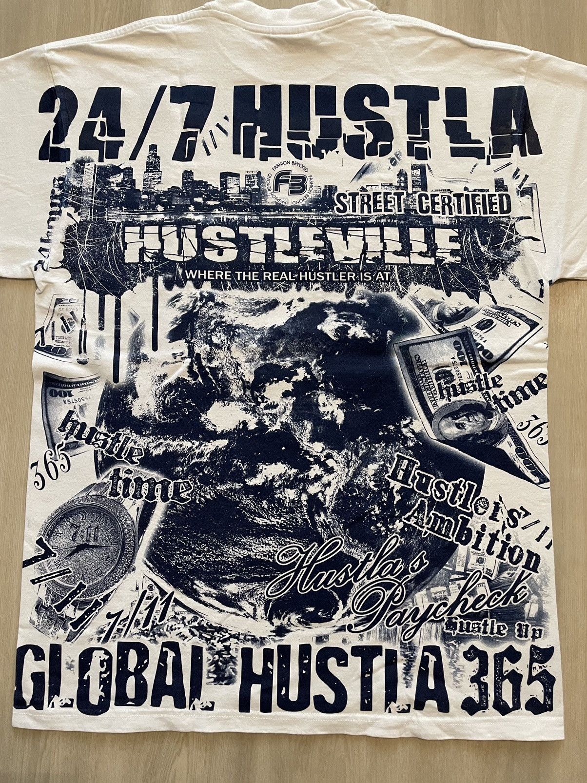 Vintage Vintage Y2K Hustleville Cash Rolex AOP Raptee Mens XL Size US XL / EU 56 / 4 - 5 Thumbnail
