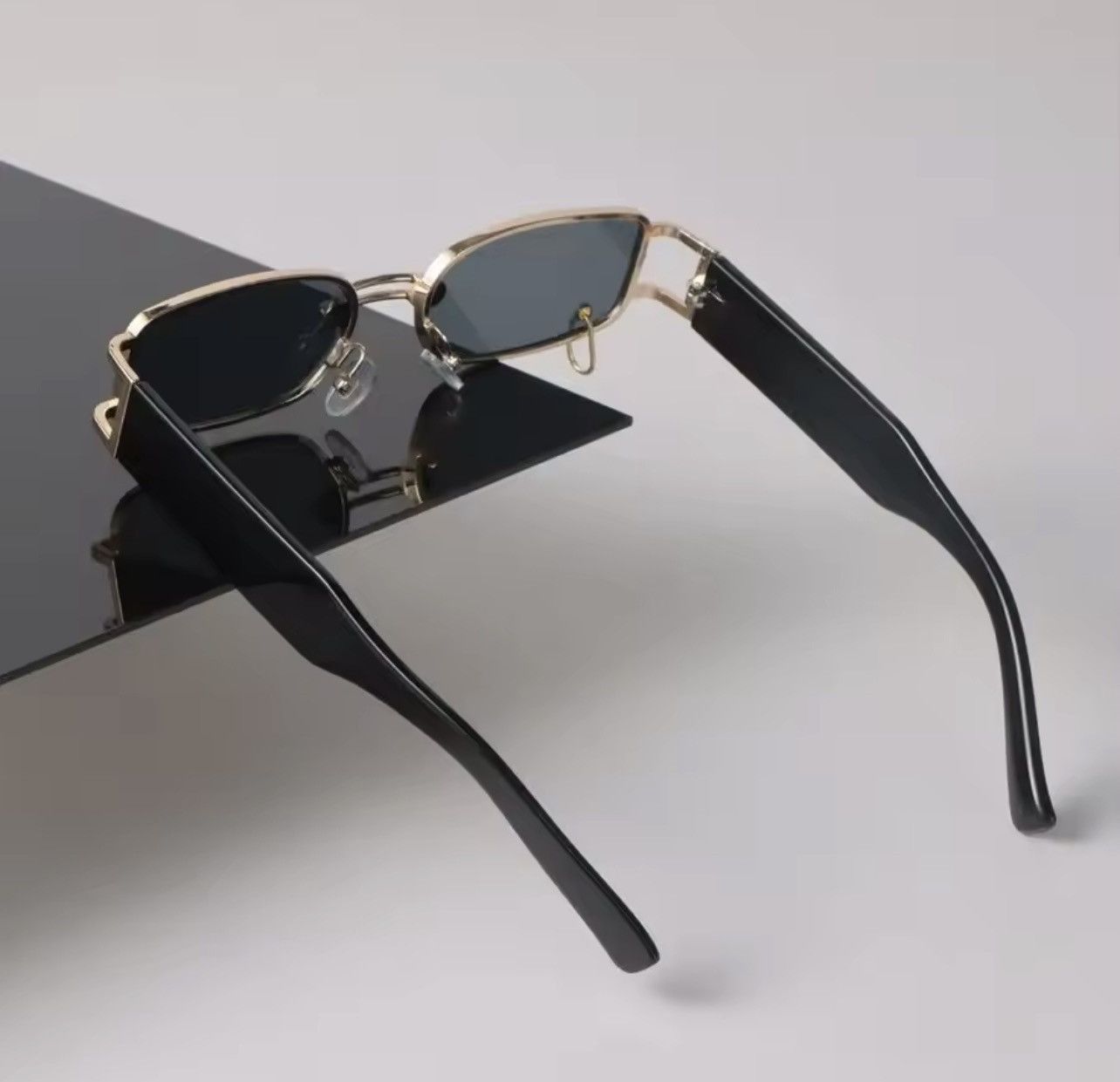 Other Luxury Small Frame Square Sunglasses Women Black Gold Size ONE SIZE - 4 Thumbnail