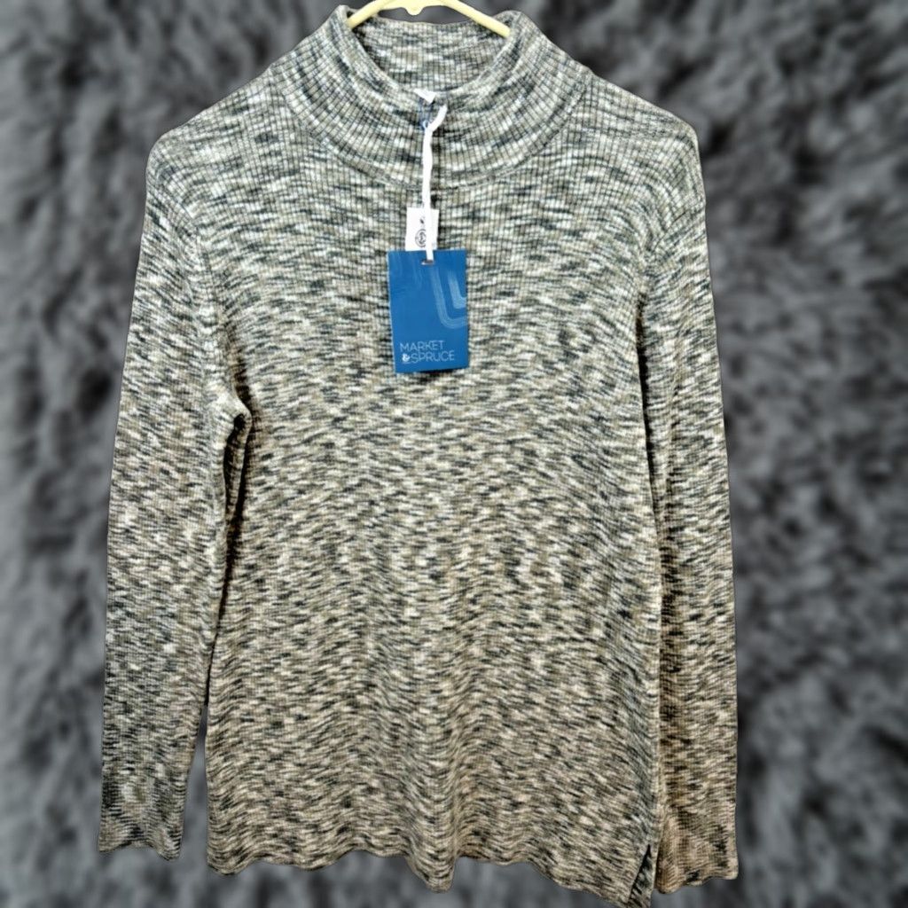 Market Market & Spruce Sweater Women's L Green Knit Turtle Neck Pullover W 36 Casual, Comfortable, Bohemian, City, Classic Women’s Knit Pullover Size L / US 10 / IT 46 - 1 Thumbnail