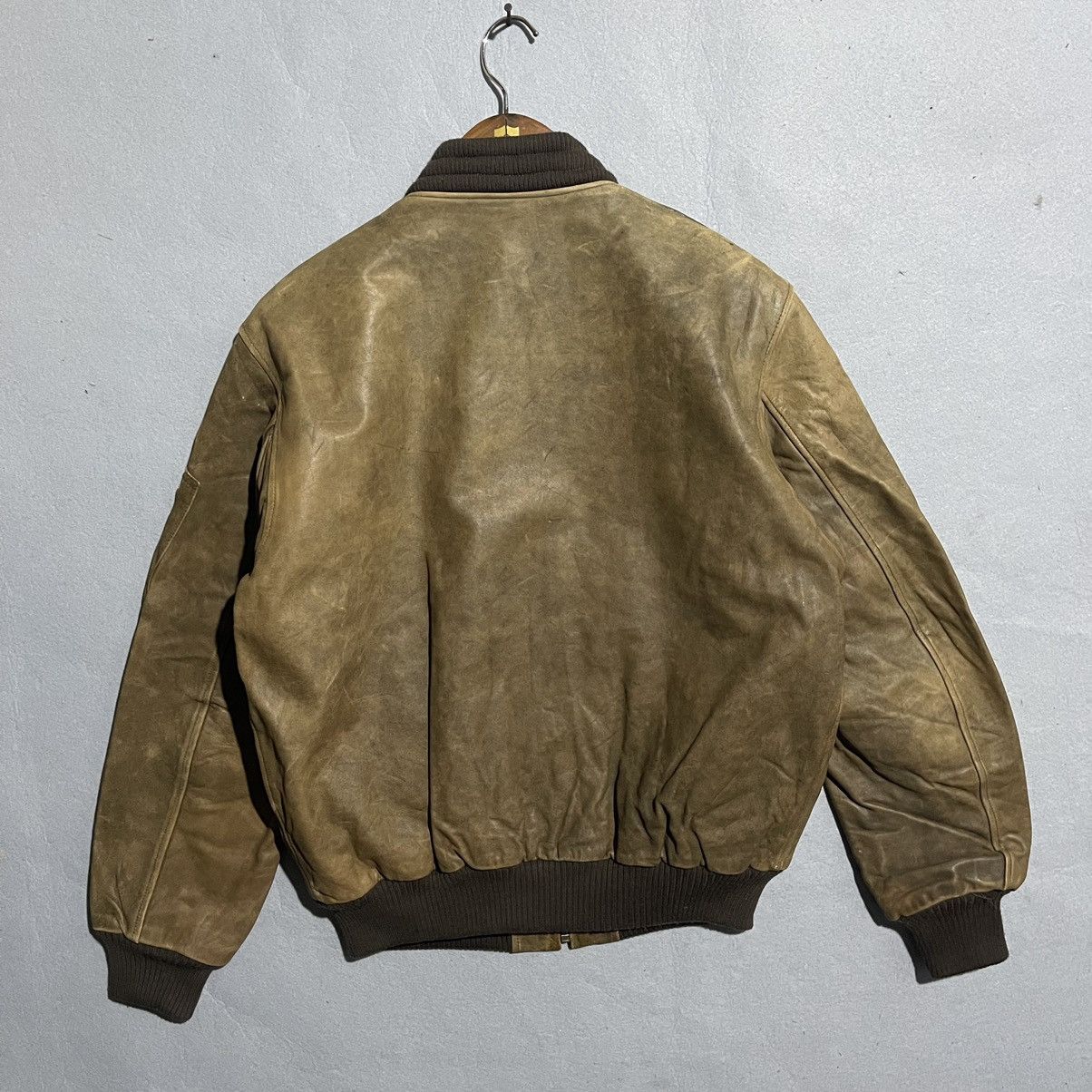 Leather Vintage Distressed Leather Bomber Jacket – Brown – Size L Size US L / EU 52-54 / 3 - 6 Thumbnail