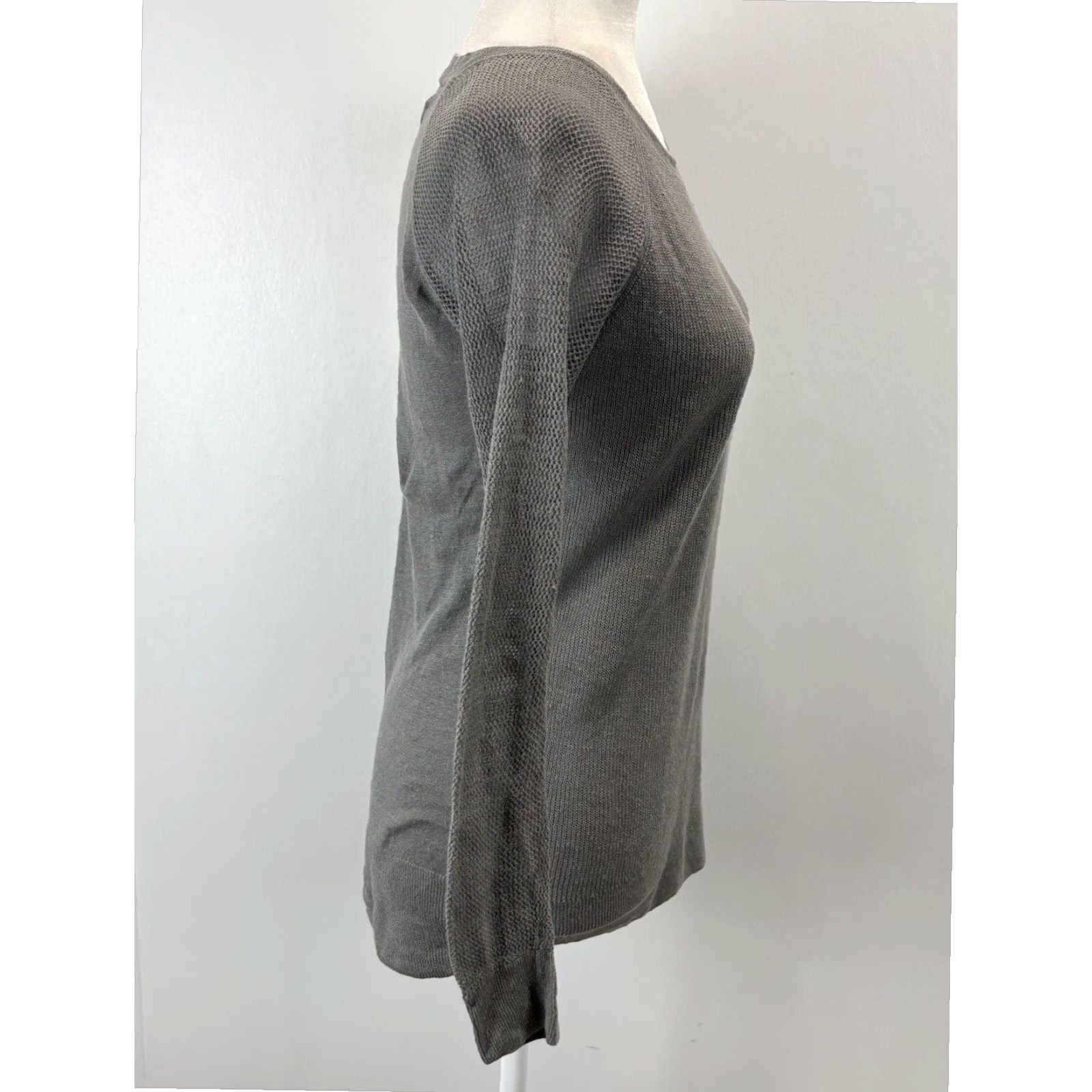 Allsaints VINTAGE AllSaints Women's Grey Linen Pullover Sweater XS Long Sleeve Crew Neck Size XS / US 0-2 / IT 36-38 - 4 Thumbnail