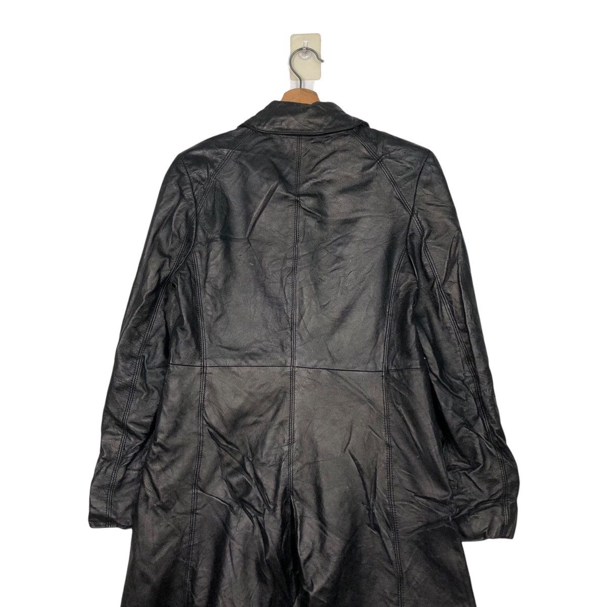 DKNY 📌Rich Black Vintage Leather Long Jacket DKNY Bondage Belted Size US M / EU 48-50 / 2 - 10 Thumbnail