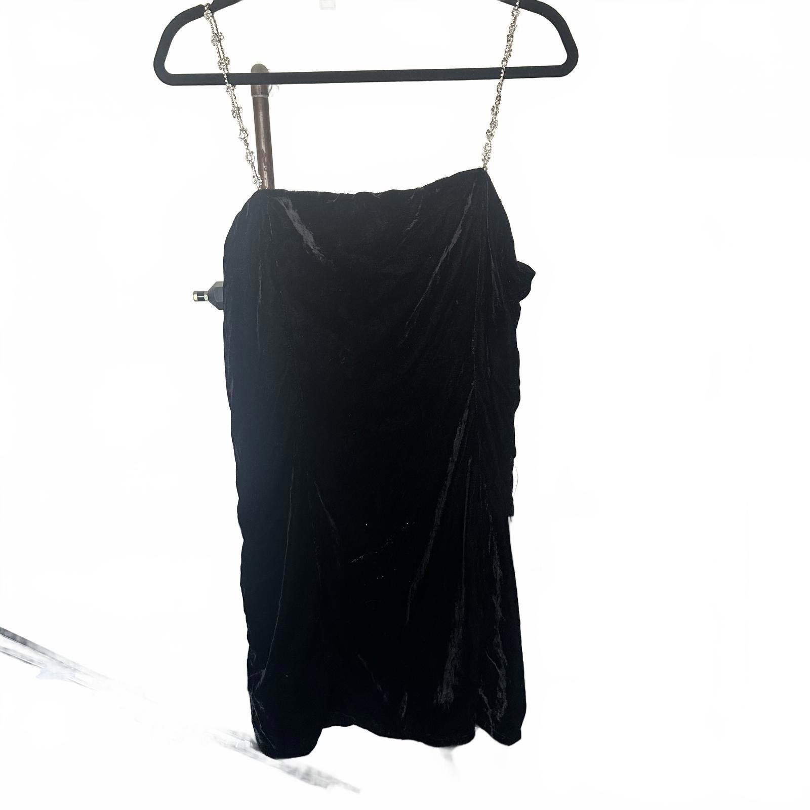 Lulus Elegant Black Velvet Mini Dress with Rhinestone Straps Size M / US 6-8 / IT 42-44 - 1 Thumbnail