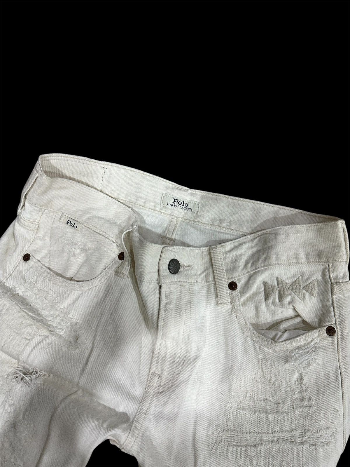 Polo Ralph Lauren × RRL Ralph Lauren Polo RL Distressed Patchwork Jeans For Her Size 30" / US 8 / IT 44 - 16 Thumbnail