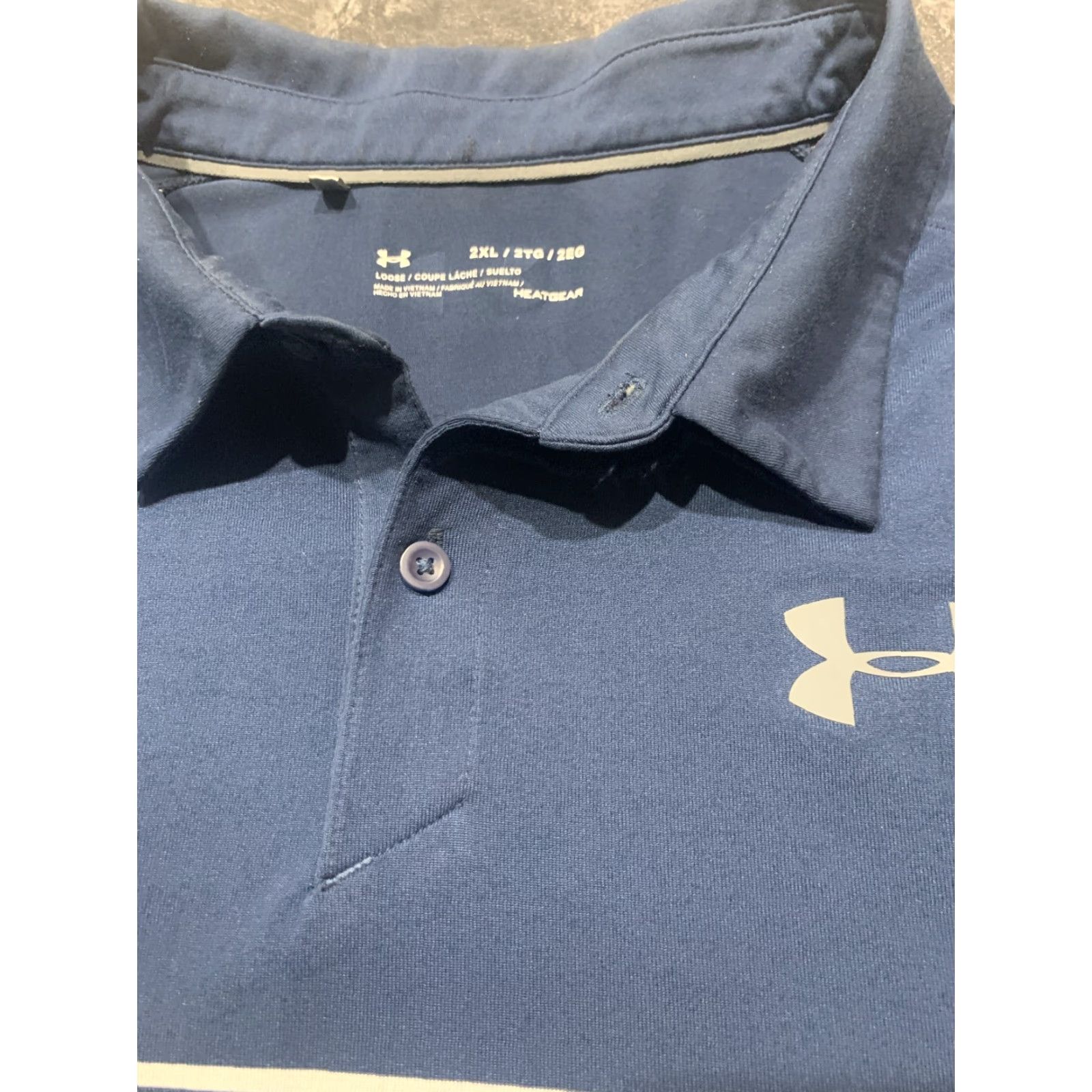 Under Armour Under Armour Navy Blue Striped Golf Polo Shirt Men's 2XL Moisture Wicking Size US XXL / EU 58 / 5 - 4 Thumbnail