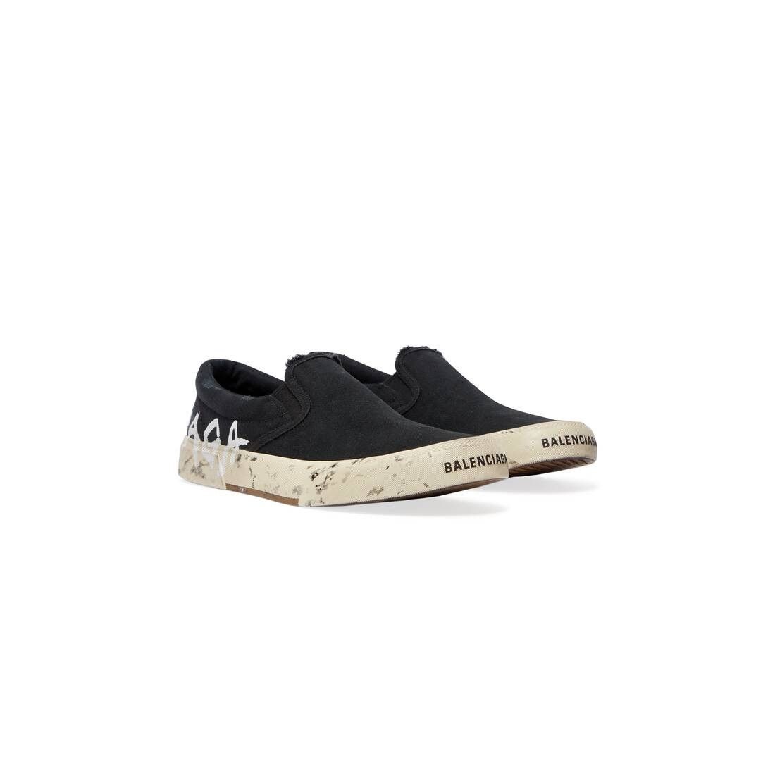 Balenciaga o1bcso1str0325 Paris Slip On Graffiti Sneakers in Black Size US 11 / EU 44 - 2 Thumbnail