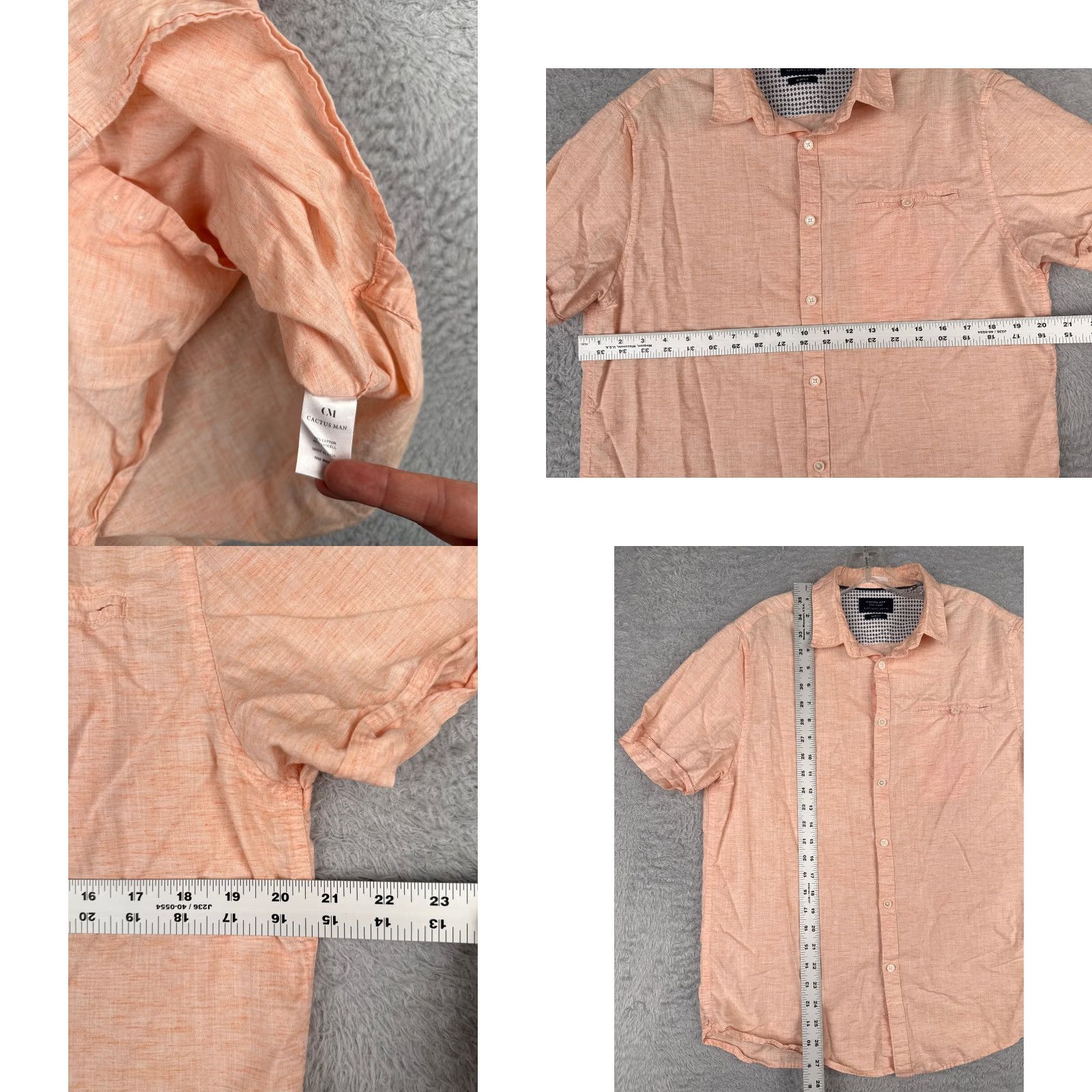 Vintage Cactus Man Shirt Adult Large Pink Orange slim Fit Cotton Lyocell Blend Size US L / EU 52-54 / 3 - 8 Thumbnail
