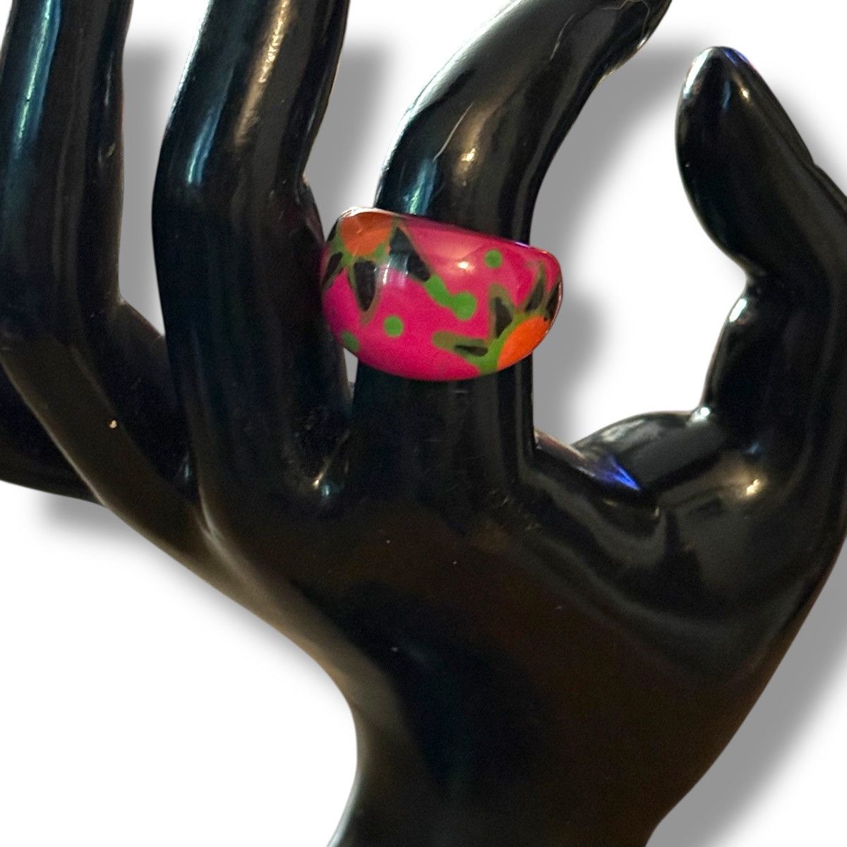 Vintage Vintage pink acrylic sun print dome ring Size ONE SIZE - 2 Thumbnail