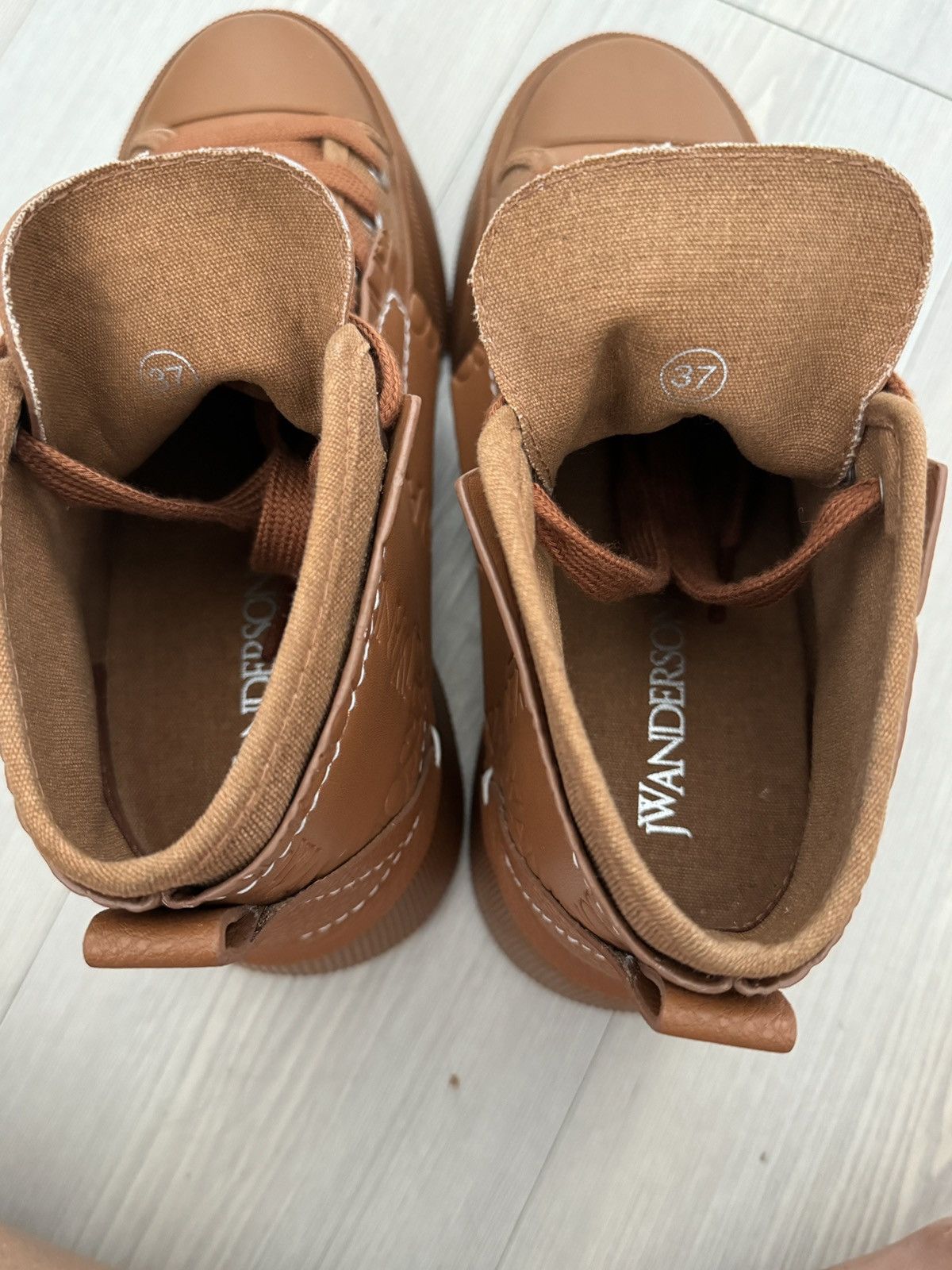 JW Anderson J.W.Anderson Layered Logo Debossed High Top Sneaker Size US 7 / IT 37 - 8 Thumbnail