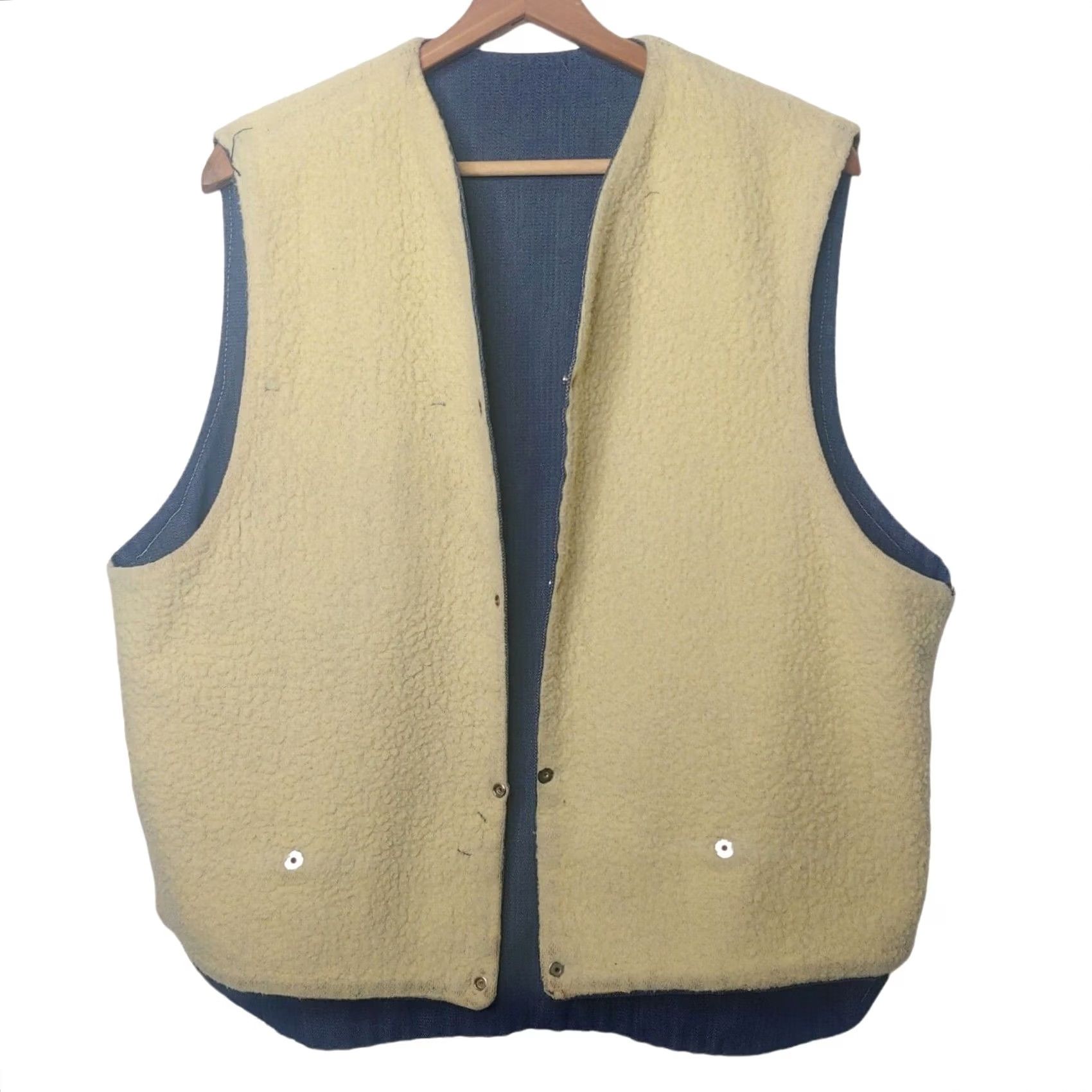 Denime VINTAGE Vest Denim Blue Jean L Sherpa Lined Western Work READ Mens 24" Chest 24" Front 27.5" Back Size US 33 - 3 Thumbnail