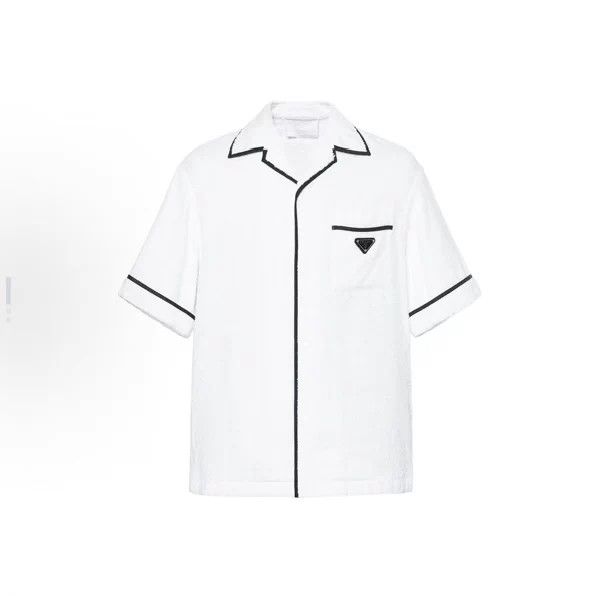 Prada Prada Striped Logo Terry Cloth Shirt - dmc Size US L / EU 52-54 / 3 - 1 Thumbnail