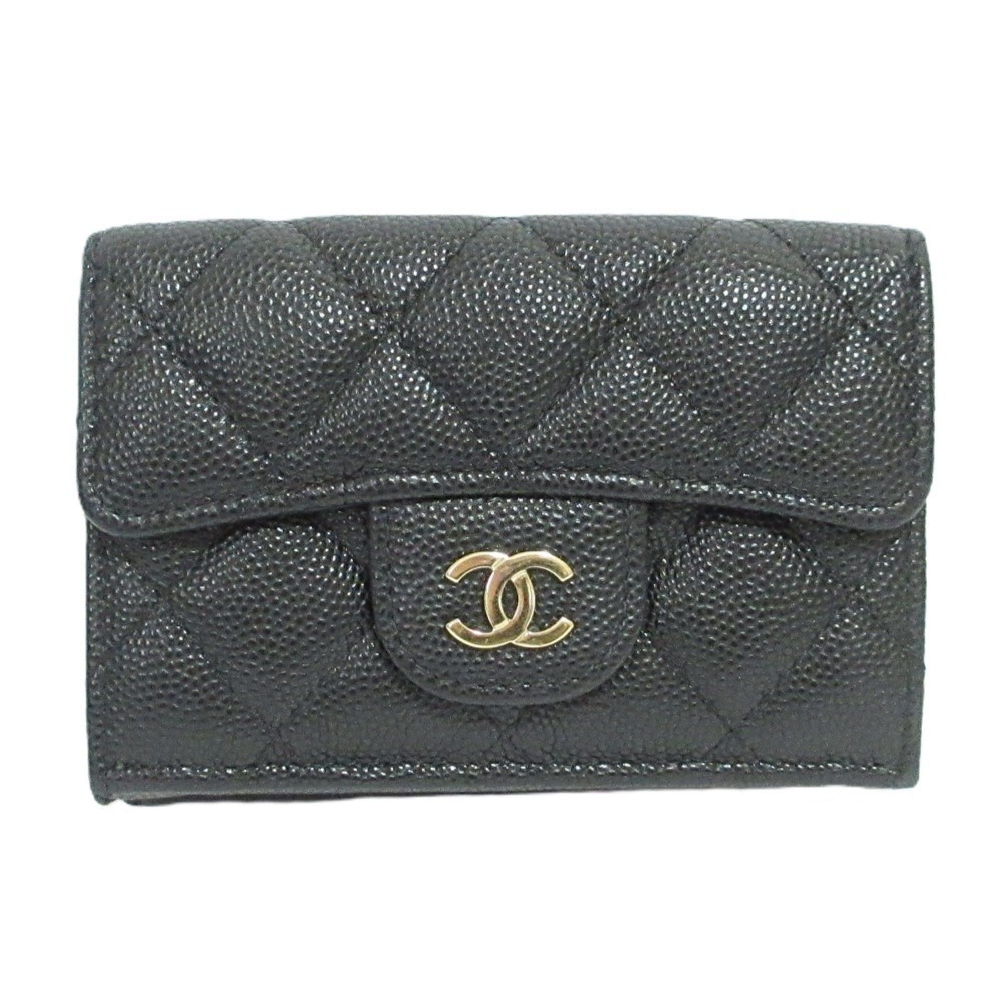 Chanel Chanel Caviar Skin Matelassé Classic Small Flap Wallet AP0230 Black Women's Size ONE SIZE - 1 Thumbnail