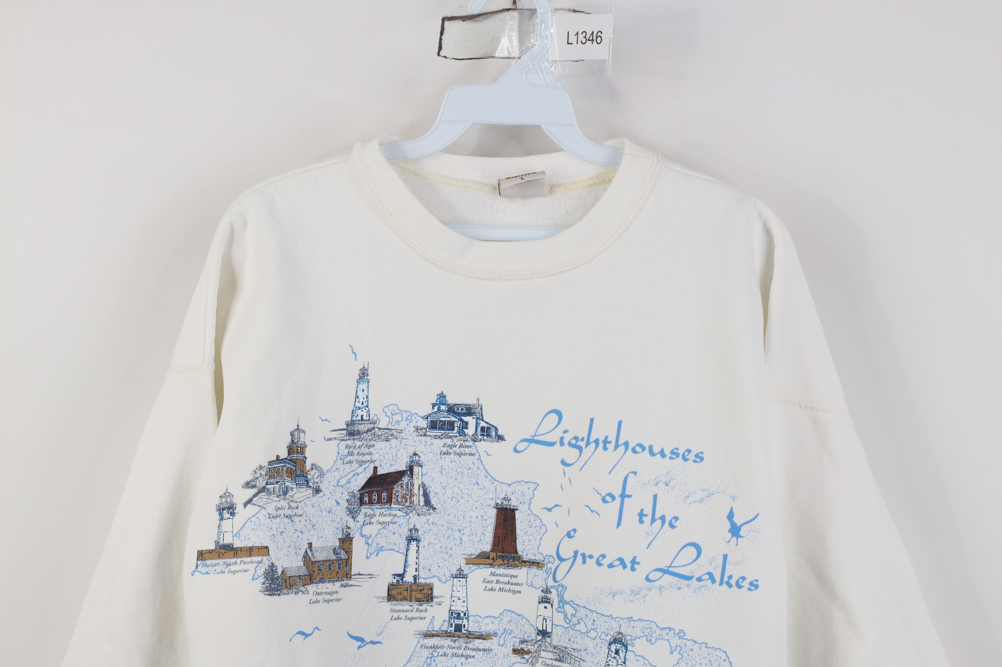 Vintage Vintage 90s Streetwear Lighthouse of the Lakes Sweatshirt Size US L / EU 52-54 / 3 - 2 Thumbnail