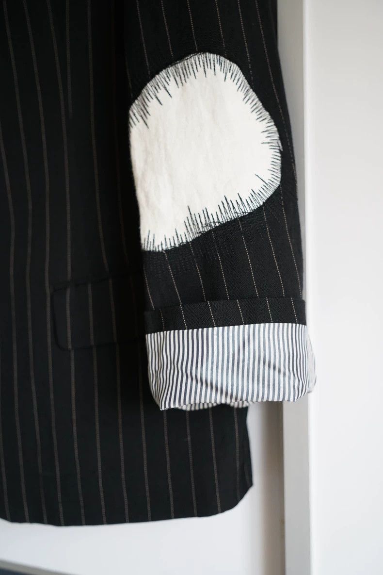 Yohji Yamamoto Yohji Yamamoto Yohji Yamamoto Striped Suit with White Patc Size US S / EU 44-46 / 1 - 4 Thumbnail