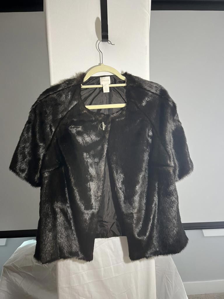 Chicos Chico's Black Faux Fur Stylish Jacket Size M / US 6-8 / IT 42-44 - 1 Thumbnail