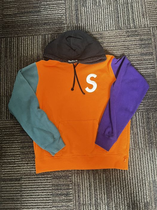 Supreme s logo colorblocked hooded clearance sweatshirt