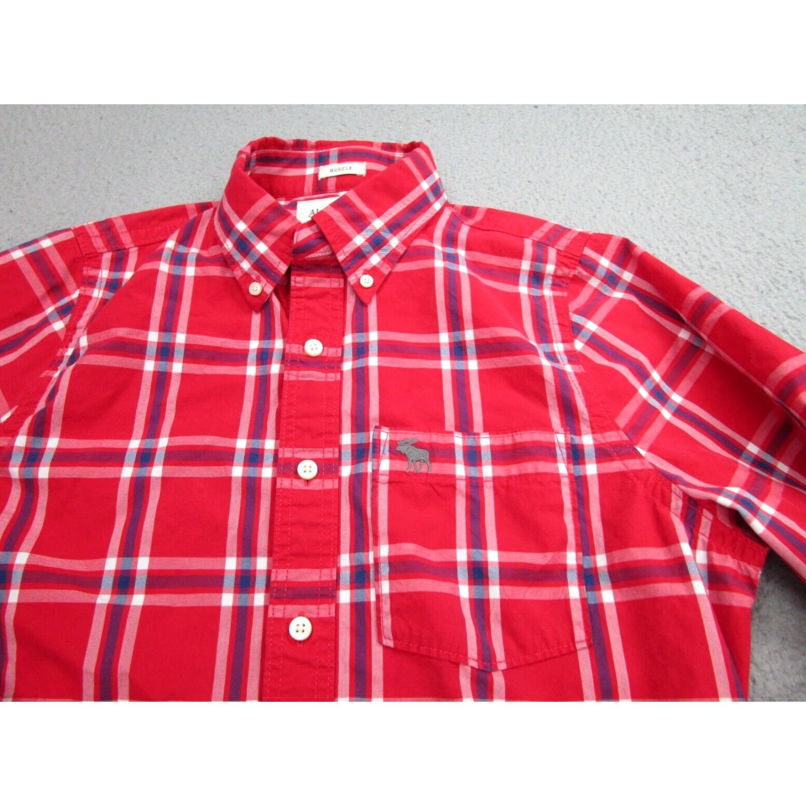 Abercrombie & Fitch VINTAGE Abercrombie & Fitch Shirt Mens L Red Navy Plaid Slim Button-Down Collared Crew Preppy 90s Mens Size US L / EU 52-54 / 3 - 2 Thumbnail