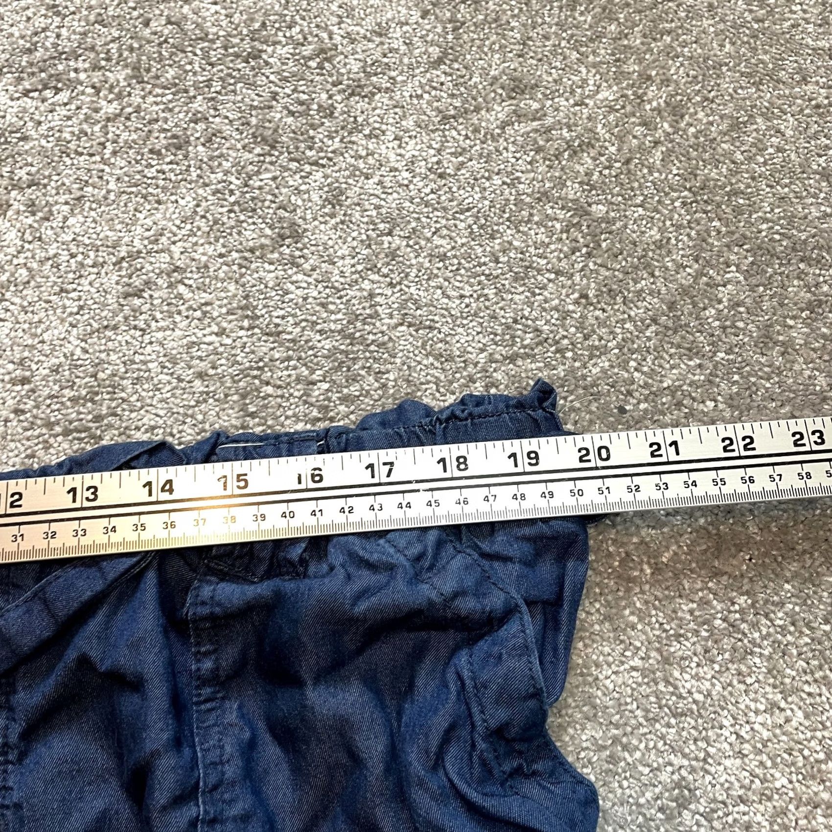 Vintage Time and Tru Paperbag Shorts Womens 20 XXL Blue Chambray Belted Lyocell Stretch Size 42" / US 20 - 5 Thumbnail