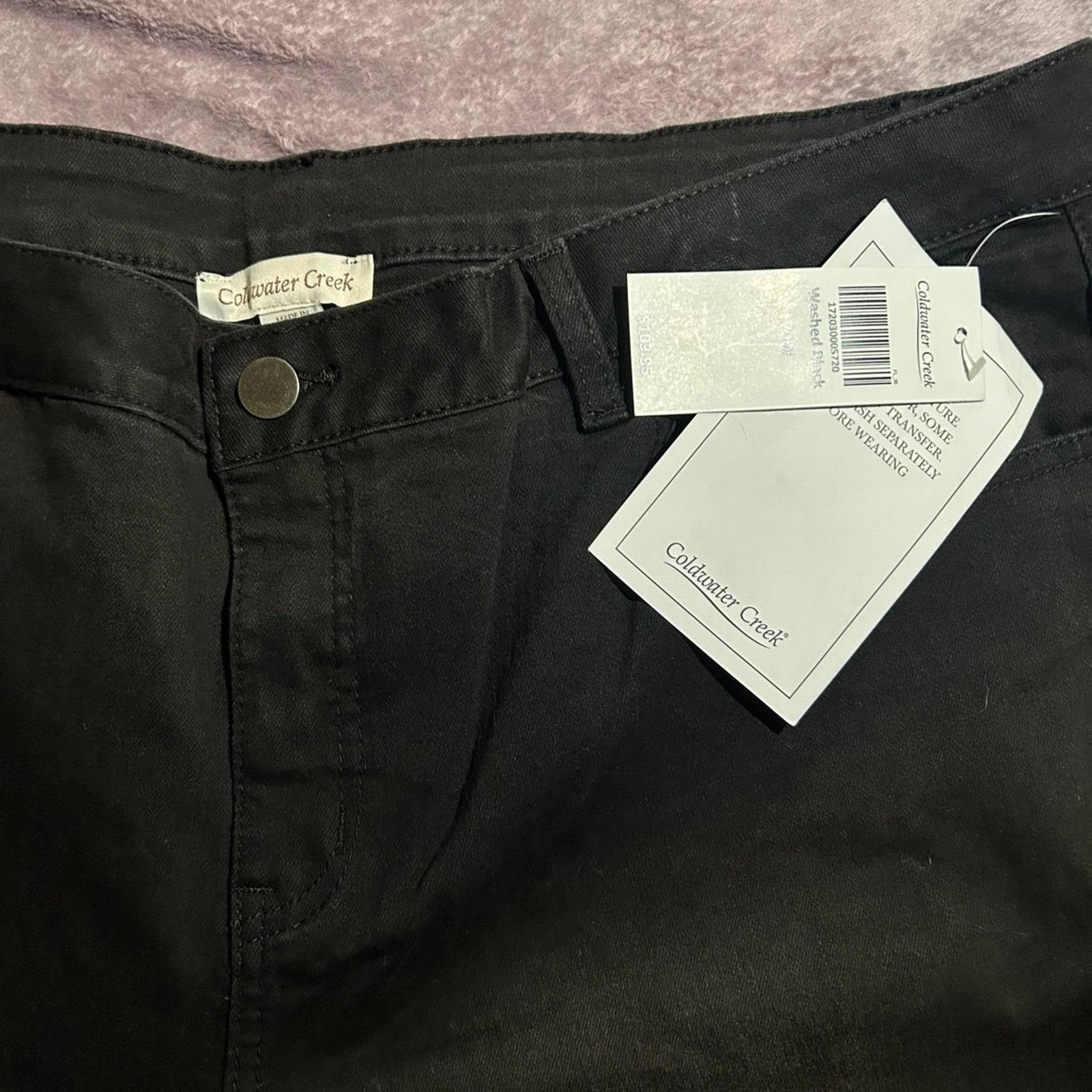Coldwater Creek Coldwater Creek Jeans black with velvet lace up ankle detail Size 22" - 2 Thumbnail