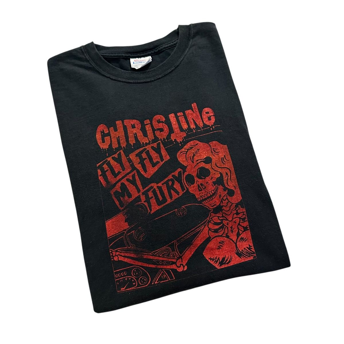 Hanes Vintage Christine Fly Fly my Fury skeleton horror Y2K shirt Size US XL / EU 56 / 4 - 1 Thumbnail
