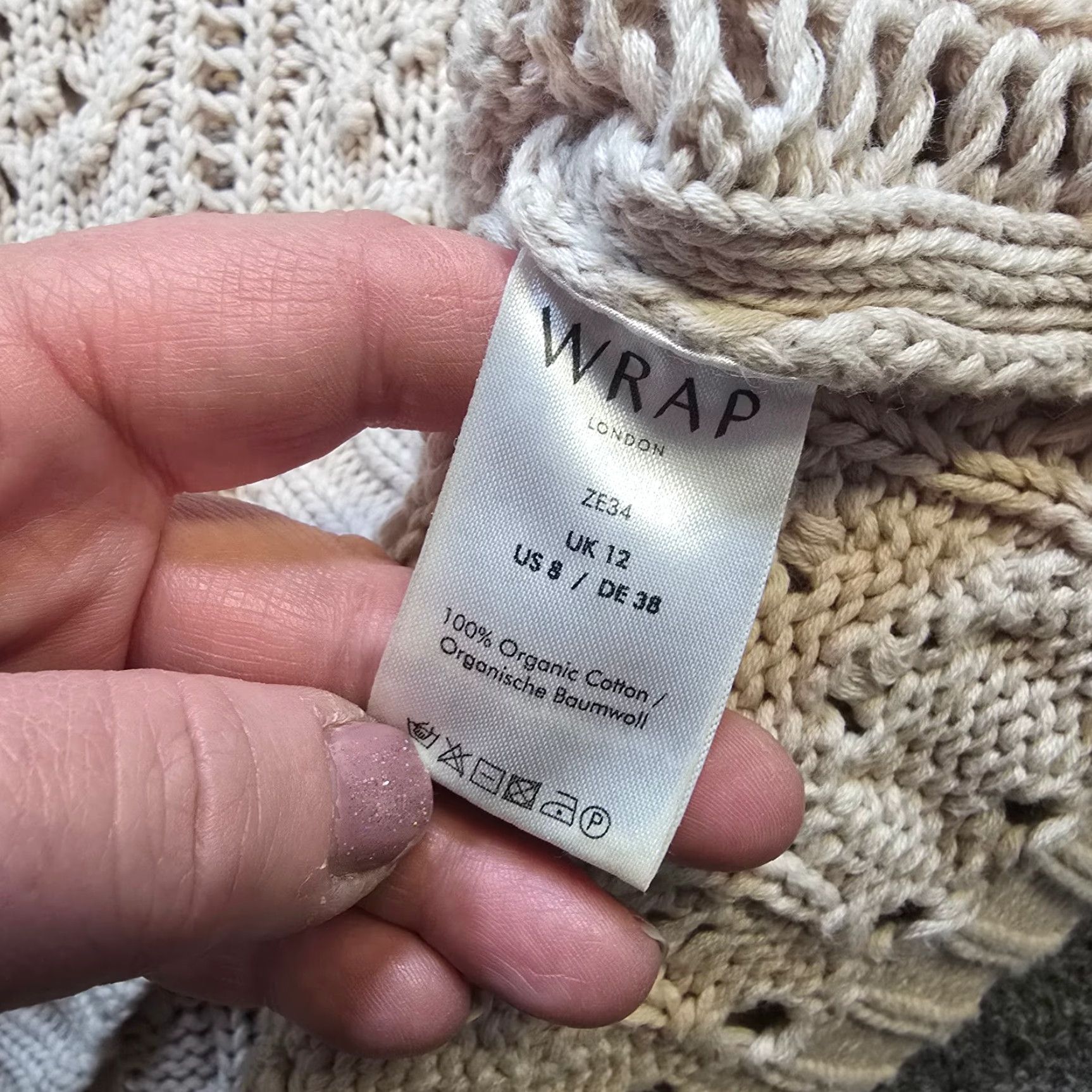 Vintage Wrap London Sweater Women Size 8 Beige Crochet Knit Long Sleeve Pullover Regular Knit Open-Knit Casual Fall Winter Spring 8 Women Beige Size M / US 6-8 / IT 42-44 - 7 Thumbnail