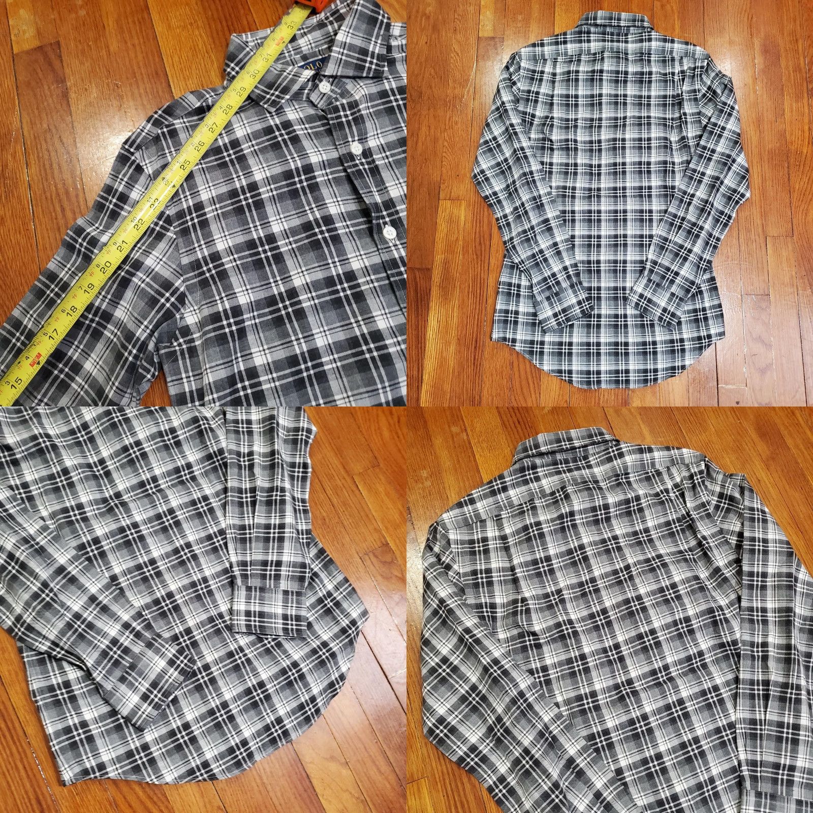Polo Ralph Lauren Polo Ralph Lauren Shirt Mens Small Gray Plaid Slim Fit Button Front Long Sleeve Size US S / EU 44-46 / 1 - 8 Thumbnail