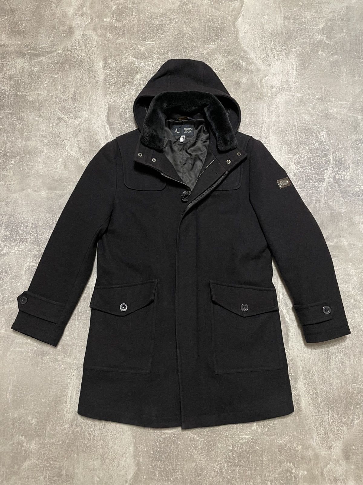 Armani × Giorgio Armani × Luxury Vintage Armani Jeans Wool Coat Navy Long  Jacket 90s | Grailed