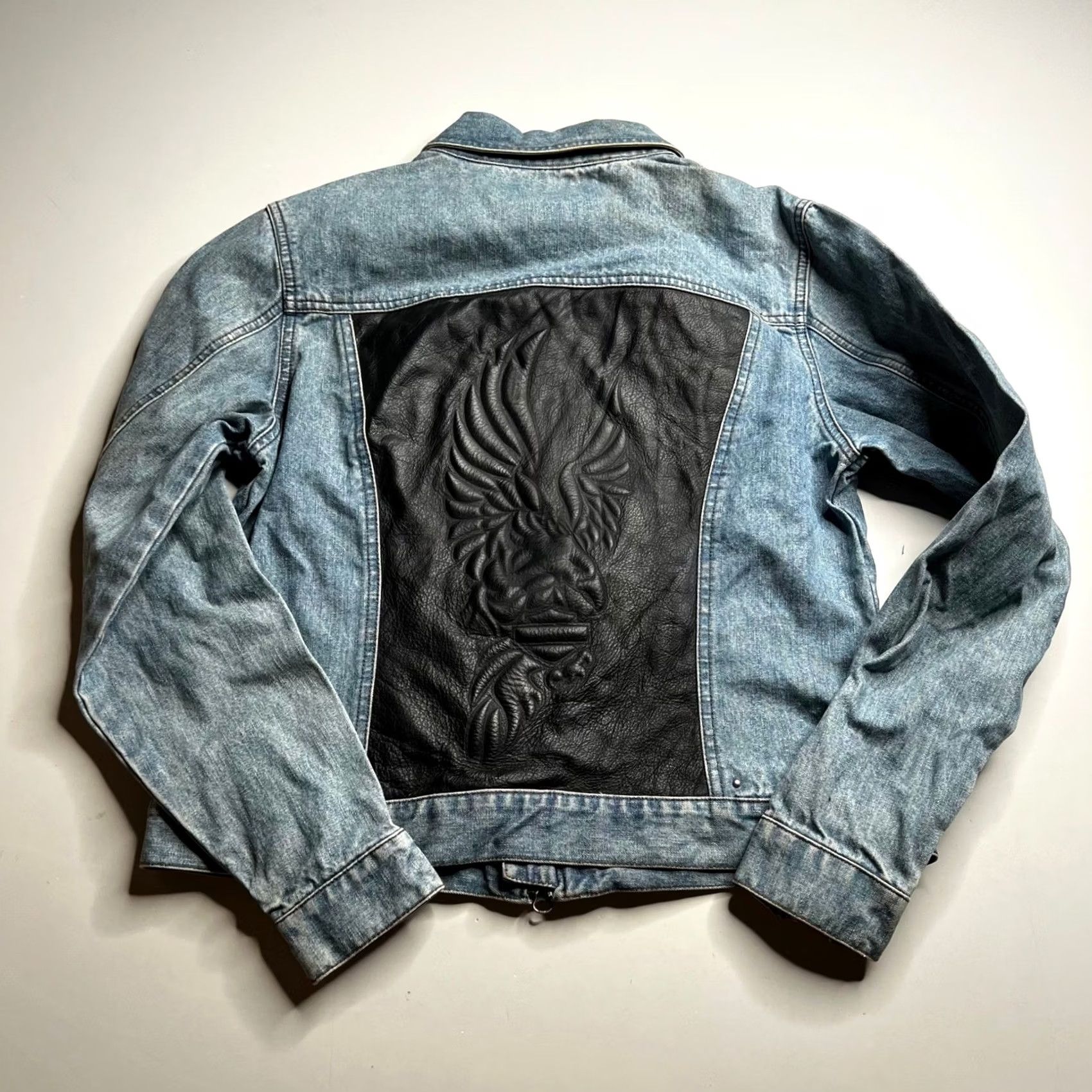 Harley Davidson Harley-Davidson Denim Jacket Blue Leather Embossed Eagle Back Medium Womens Size M / US 6-8 / IT 42-44 - 6 Thumbnail