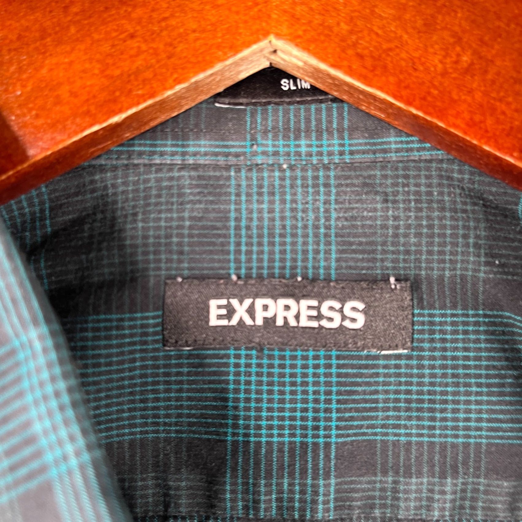 Express Express Shirt Large Green Plaid Casual Button Up Long Sleeve Mens Size US L / EU 52-54 / 3 - 5 Thumbnail