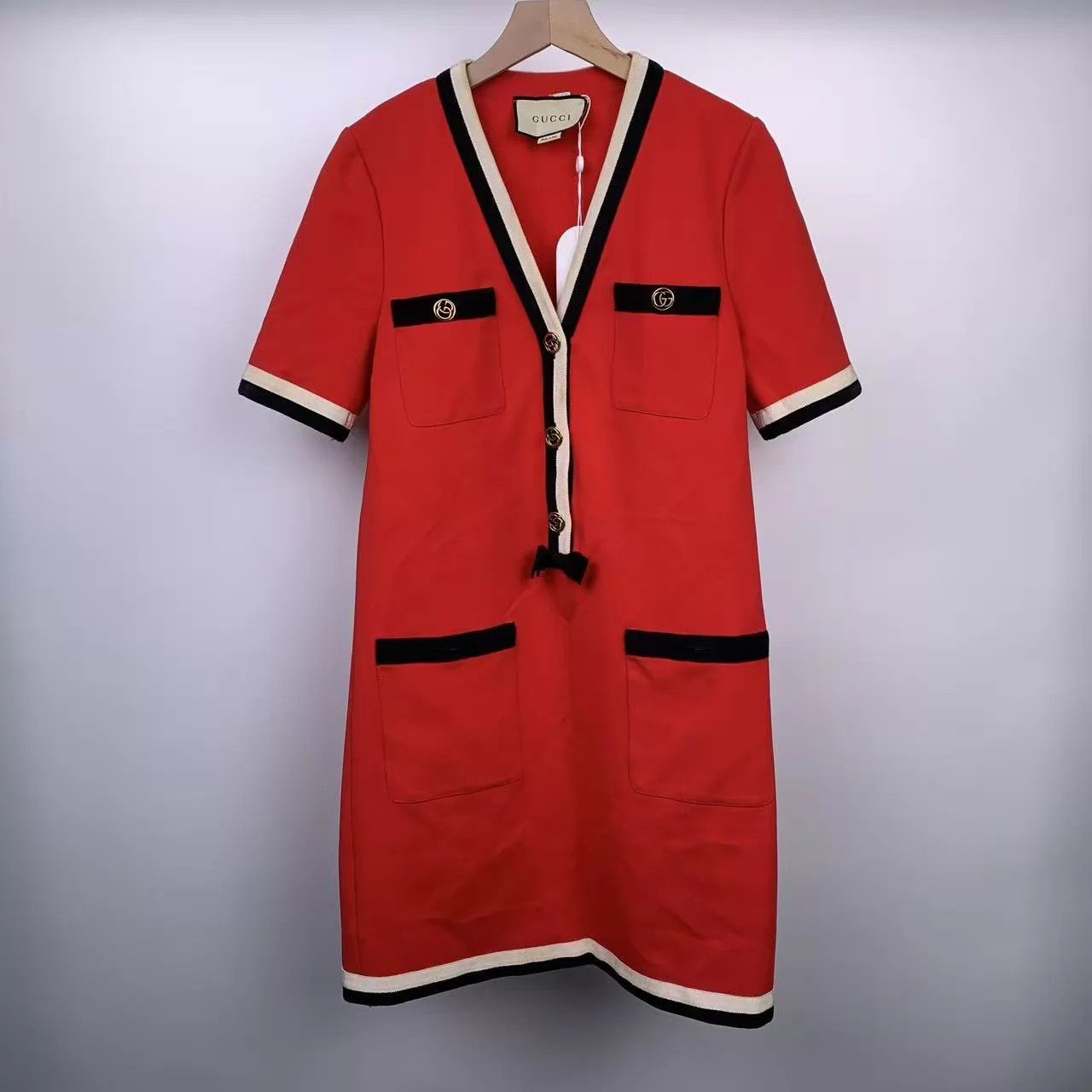 Gucci GUCCI Women's Red GG Short Sleeve Dress M Size M / US 6-8 / IT 42-44 - 1 Thumbnail