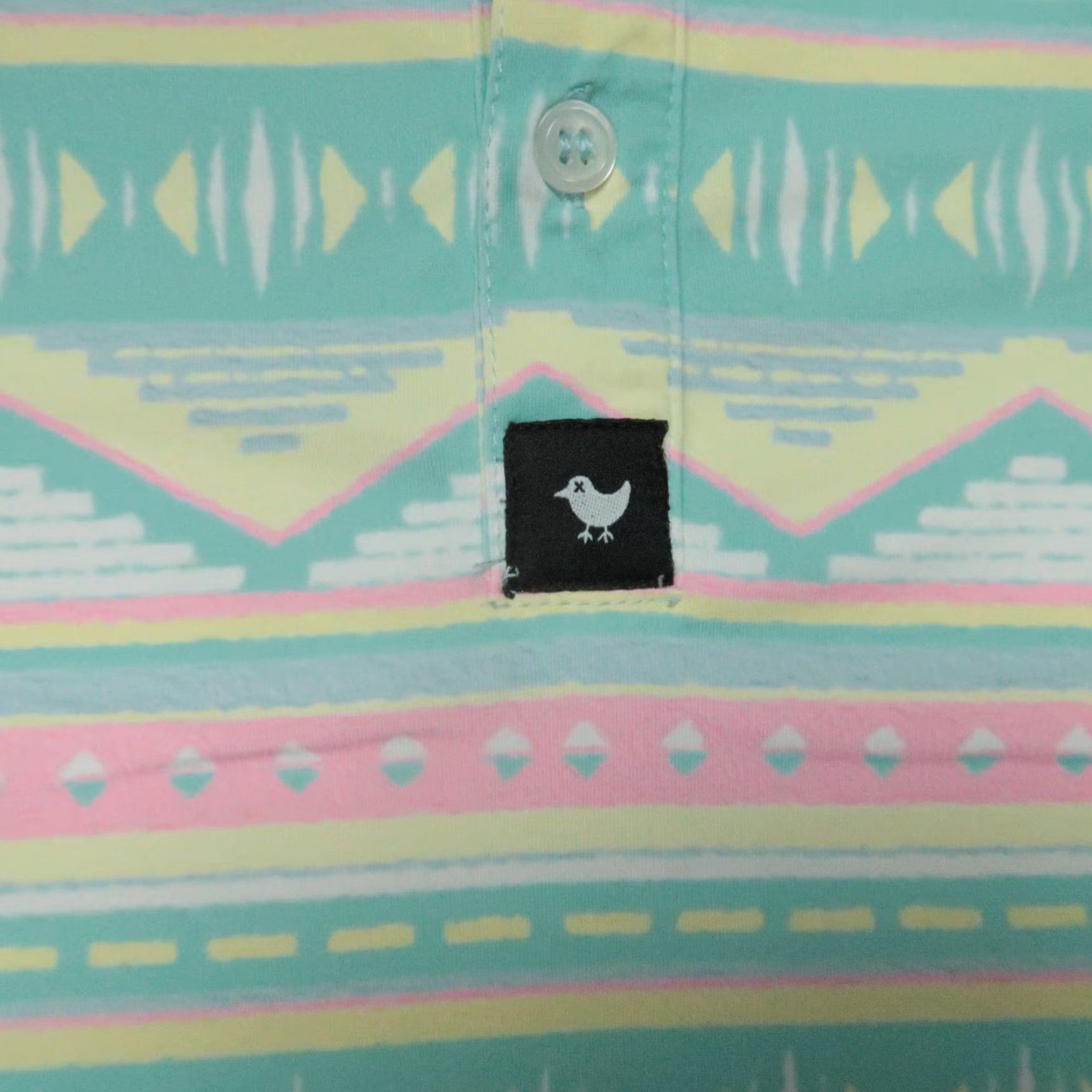 Vintage Bad Birdie Shirt Mens Large Blue Green Aztec Southwestern Performance Golf Polo Size US L / EU 52-54 / 3 - 4 Thumbnail