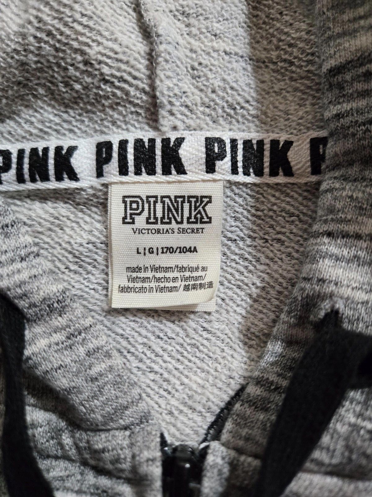 Designer Victoria's Secret PINK Gold Dog Zip Hoodie Gray EUC Large Size L / US 10 / IT 46 - 4 Thumbnail