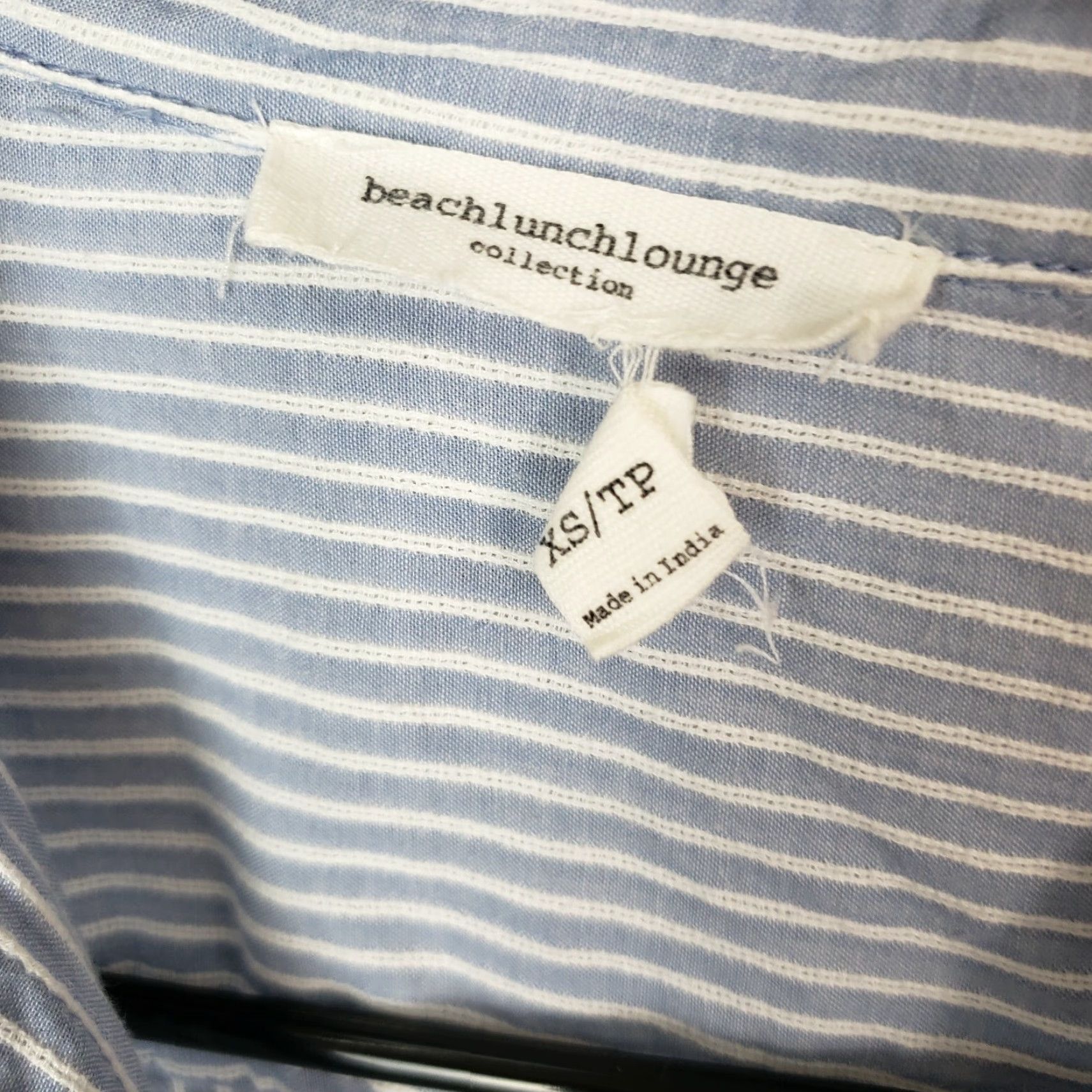 Vintage Beach Lunch Lounge Womens Button Front Top XS Blue White Striped Cotton Shirt Tunic Long Sleeve Casual Vintage: No Size XS / US 0-2 / IT 36-38 - 5 Thumbnail