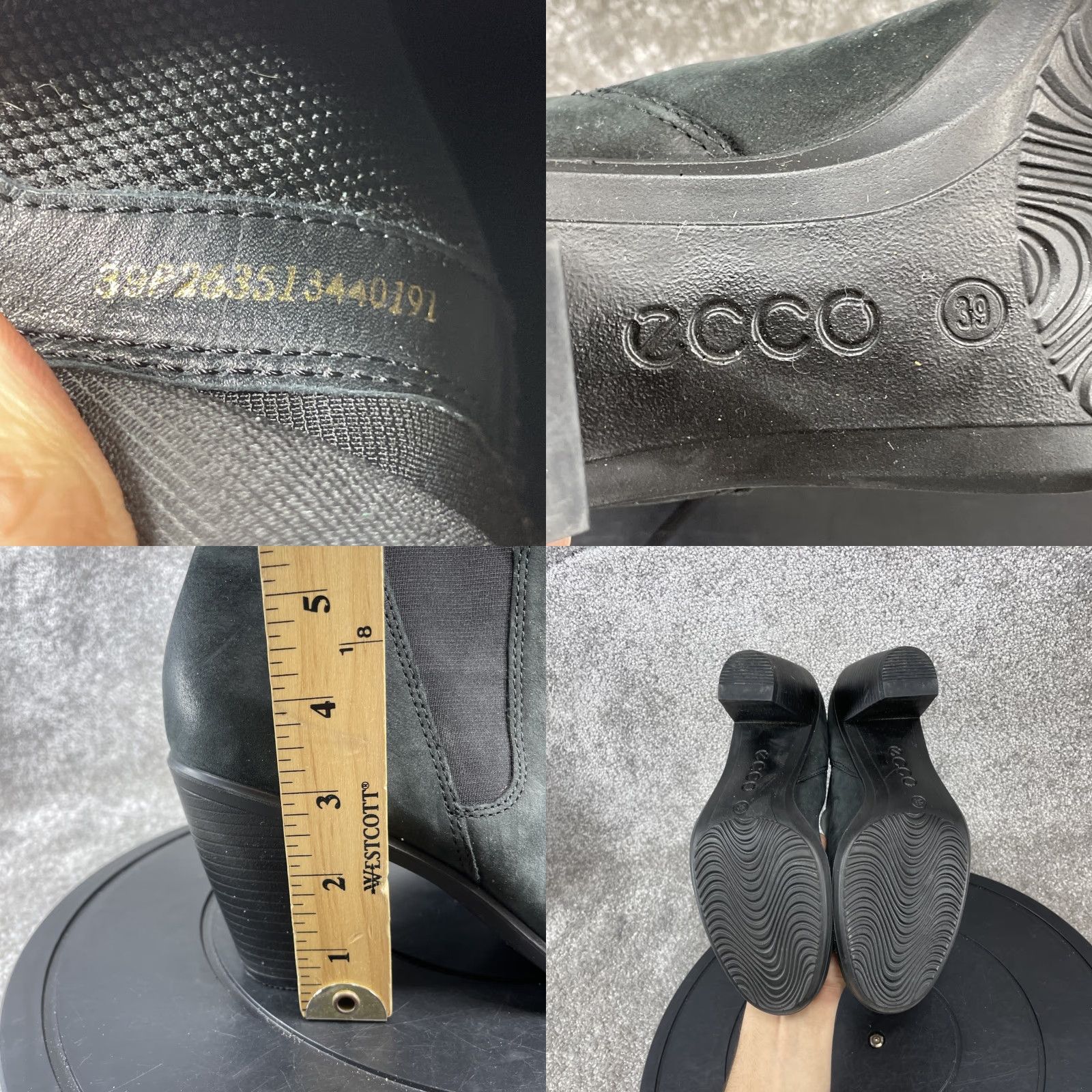 Ecco VINTAGE ECCO Chelsea Boots Women Size 39 EU 8.5 US Gray Leather Ankle High Block Heel Outdoor Fall Winter Size US 8.5 / IT 38.5 - 8 Thumbnail