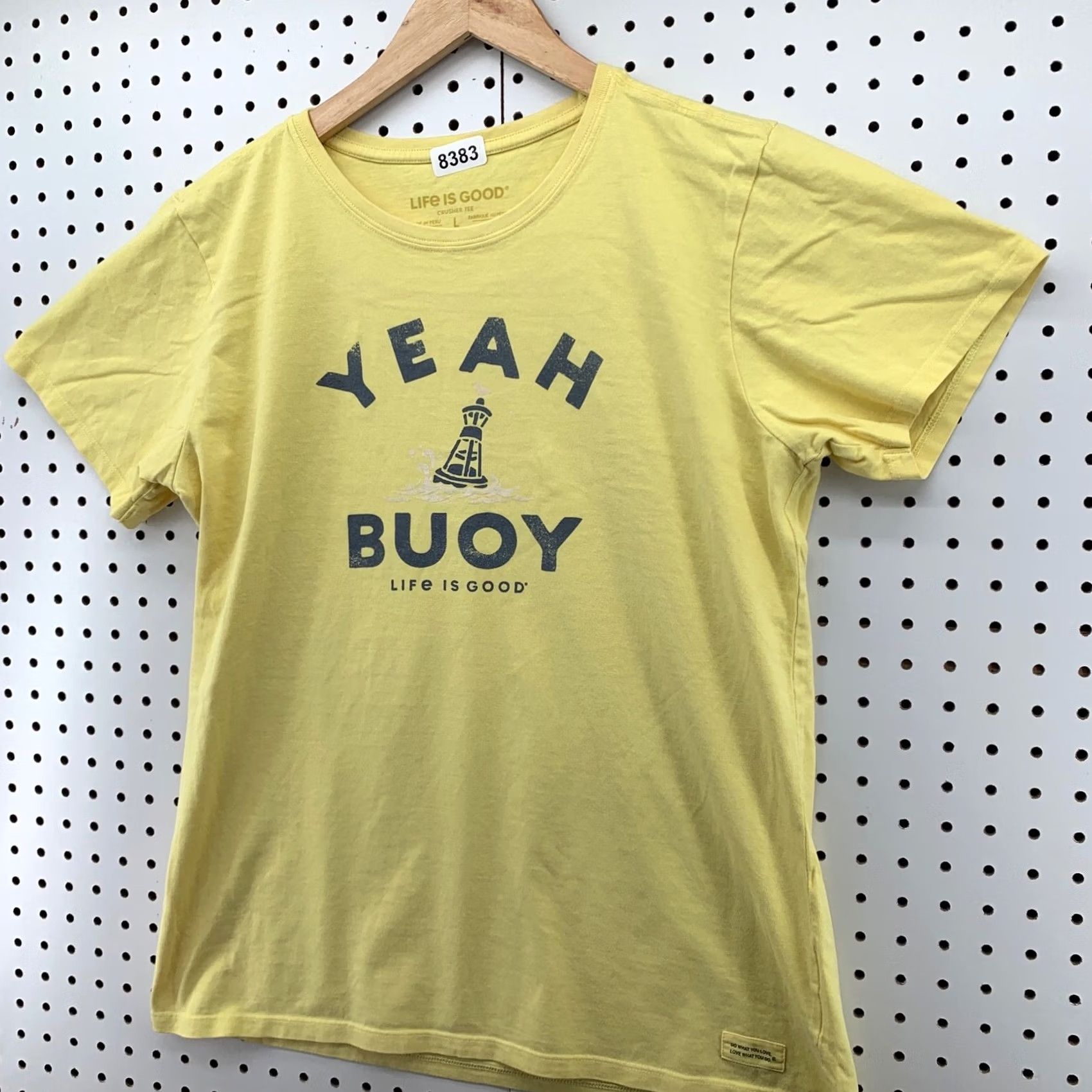 Life is Good Life is Good Crusher Tee Shirt Womens Large Yellow Yeah Buoy Funny T-Shirt Ladies L Yellow Funny Womens Shirts Size L / US 10 / IT 46 - 2 Thumbnail